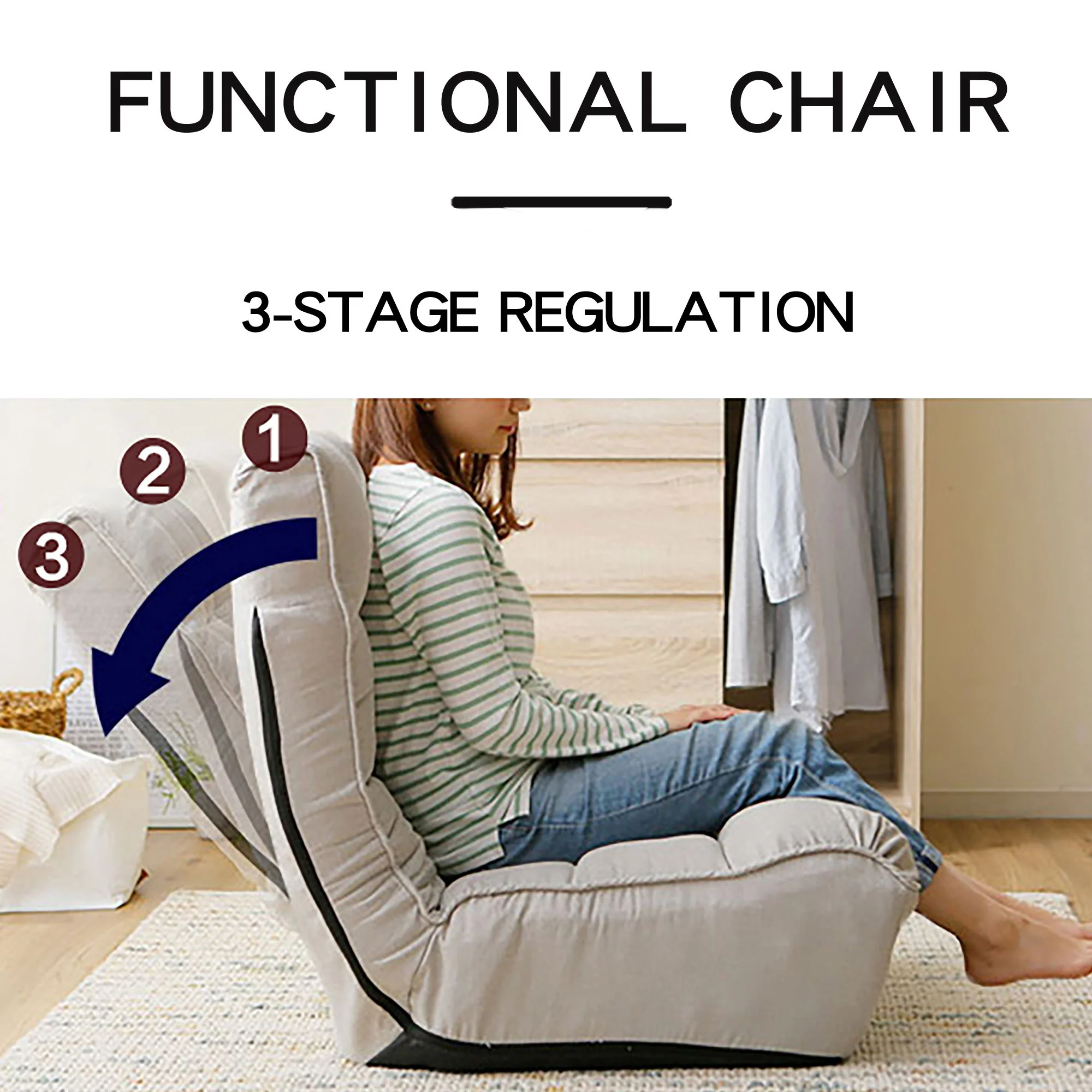 Reclining Japanese Chair Lazy Sofa Tatami Balcony Adjustable Chair - Image 6