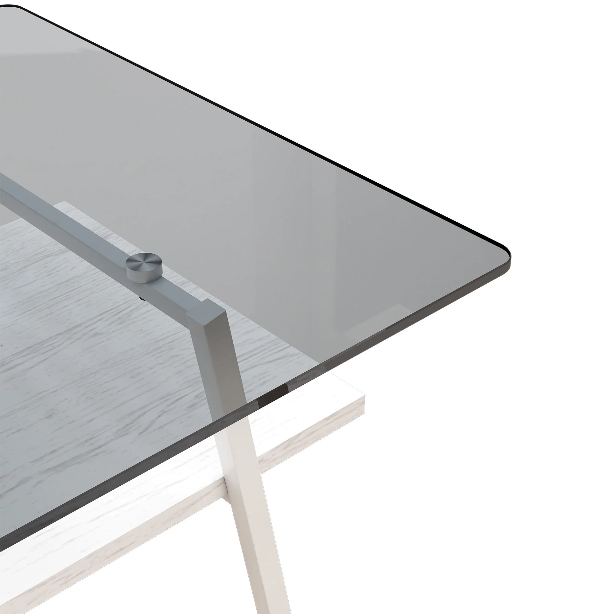 Rectangle Coffee Table, Tempered Glass Tabletop With Metal Legs - Image 4