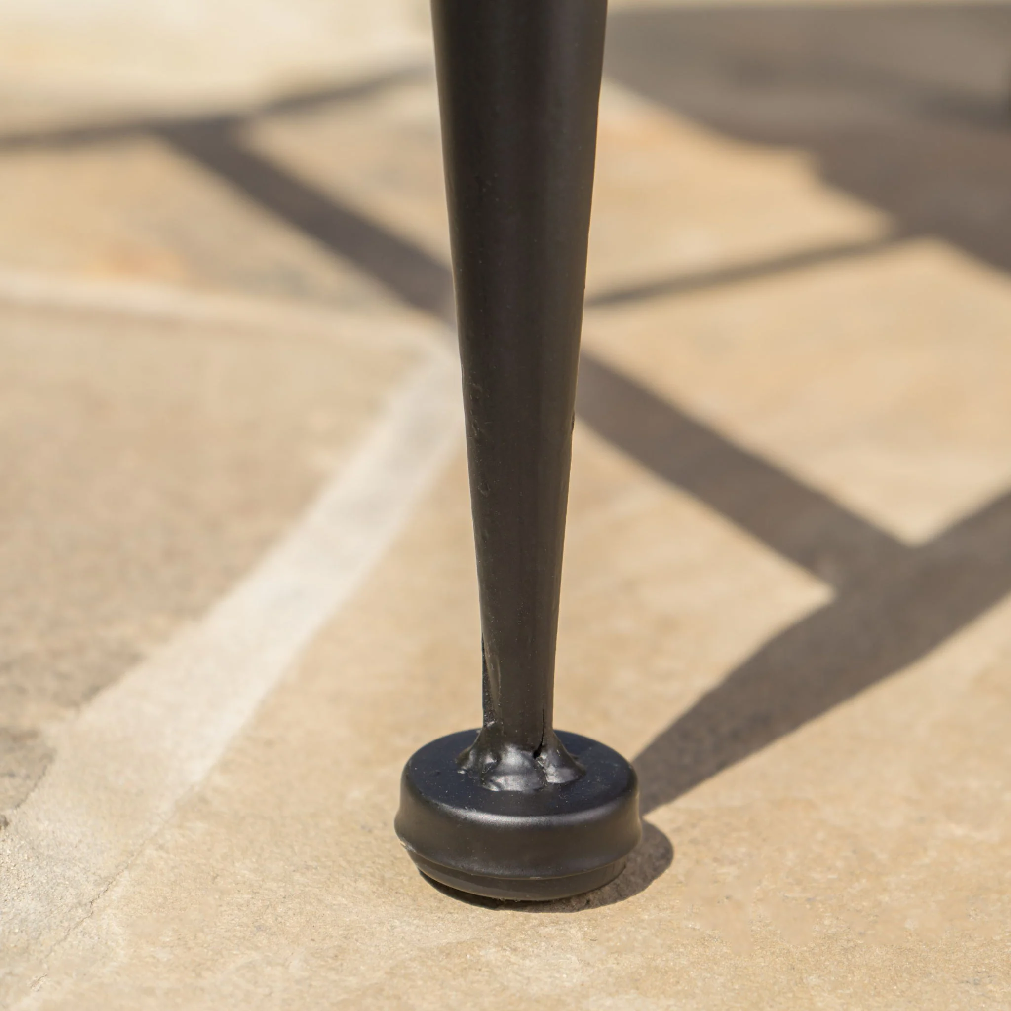 Rectangle Outdoor Coffee Table With Angled Tubular Legs And Wood Top - Black - Image 3