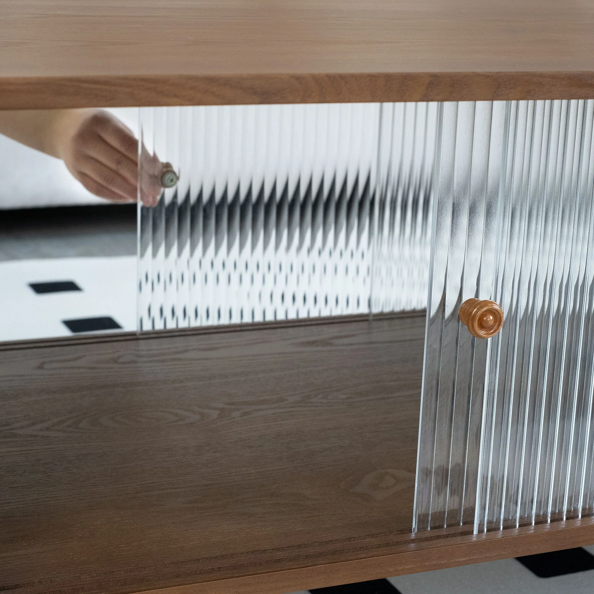 Rectangular Coffee Table With Sliding Door Storage Center - Image 7