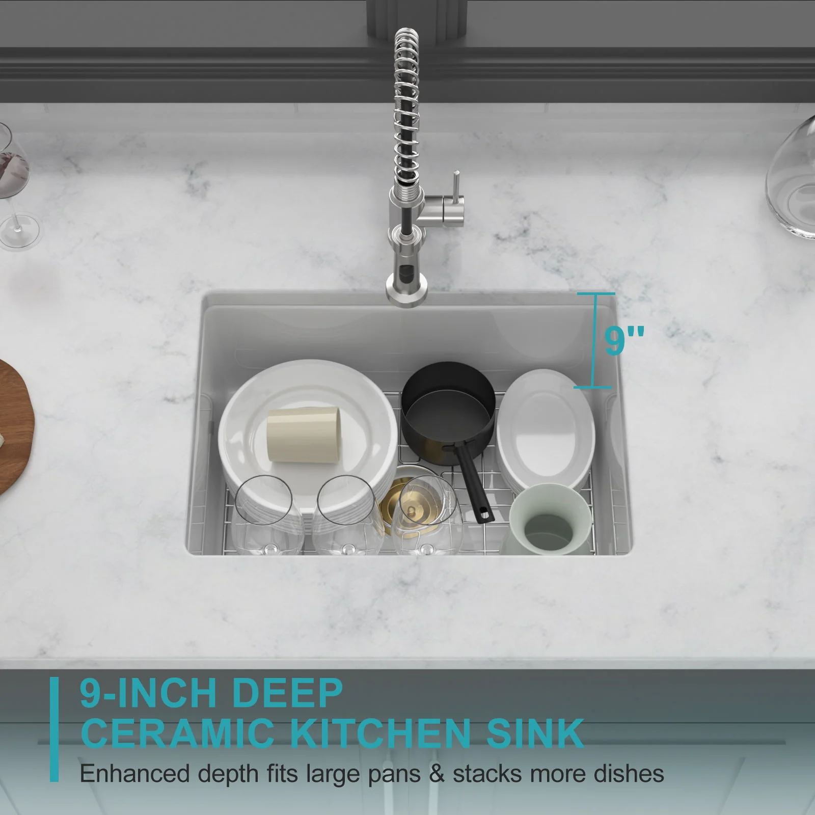 Rectangular Deep Single Bowl Kitchen Sink - Image 11