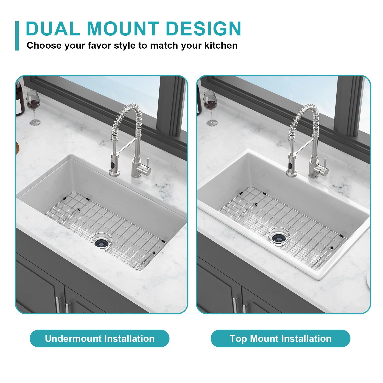 Rectangular Deep Single Bowl, Kitchen Sink With Dual Mount Installation - Image 16