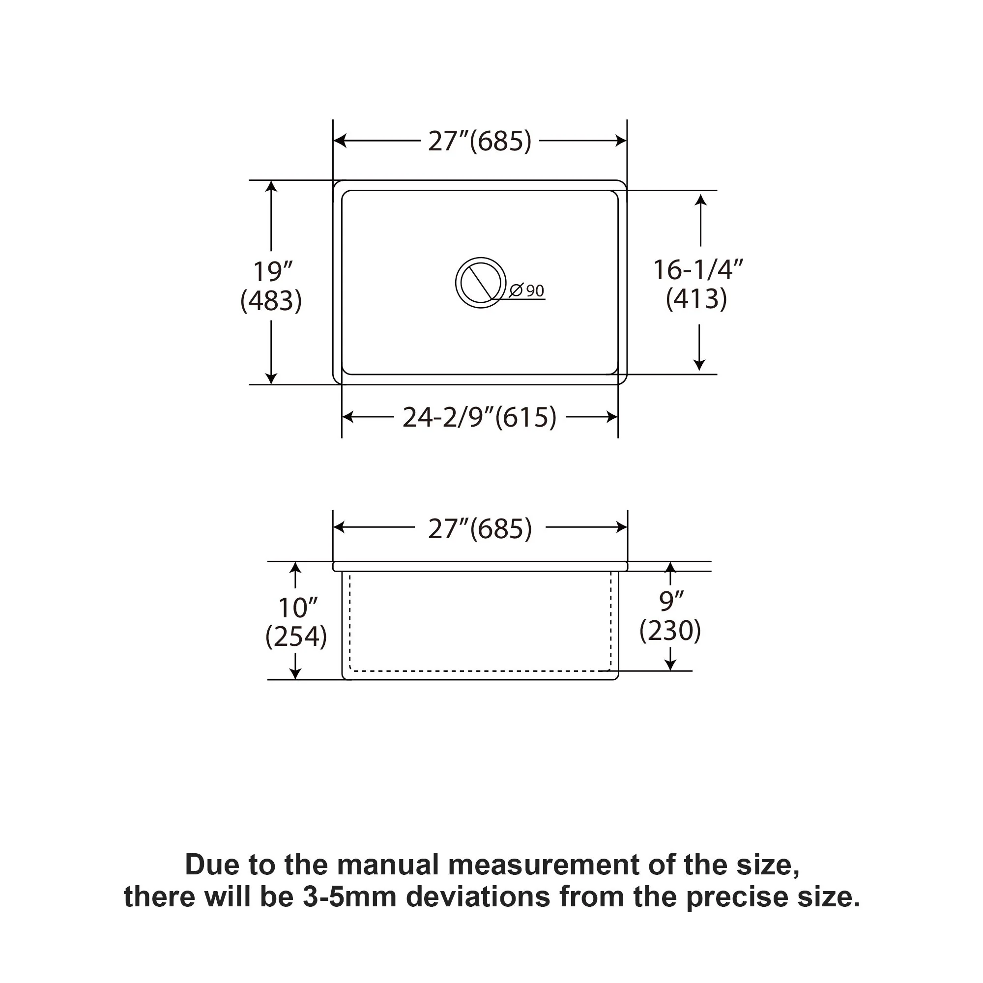 Rectangular Deep Single Bowl, Kitchen Sink With Dual Mount Installation - Image 5