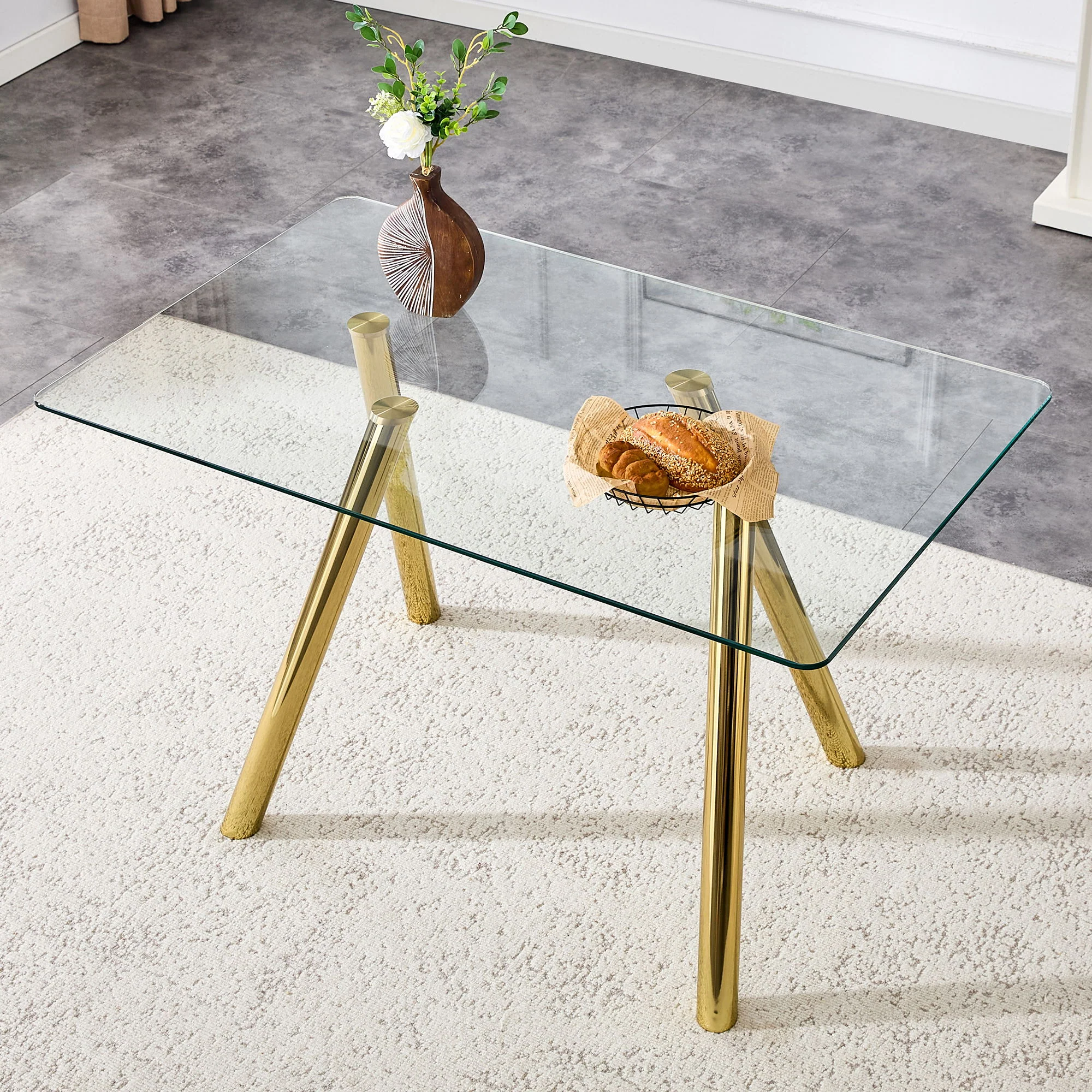 Rectangular Design Dining Table - Gold - Image 3