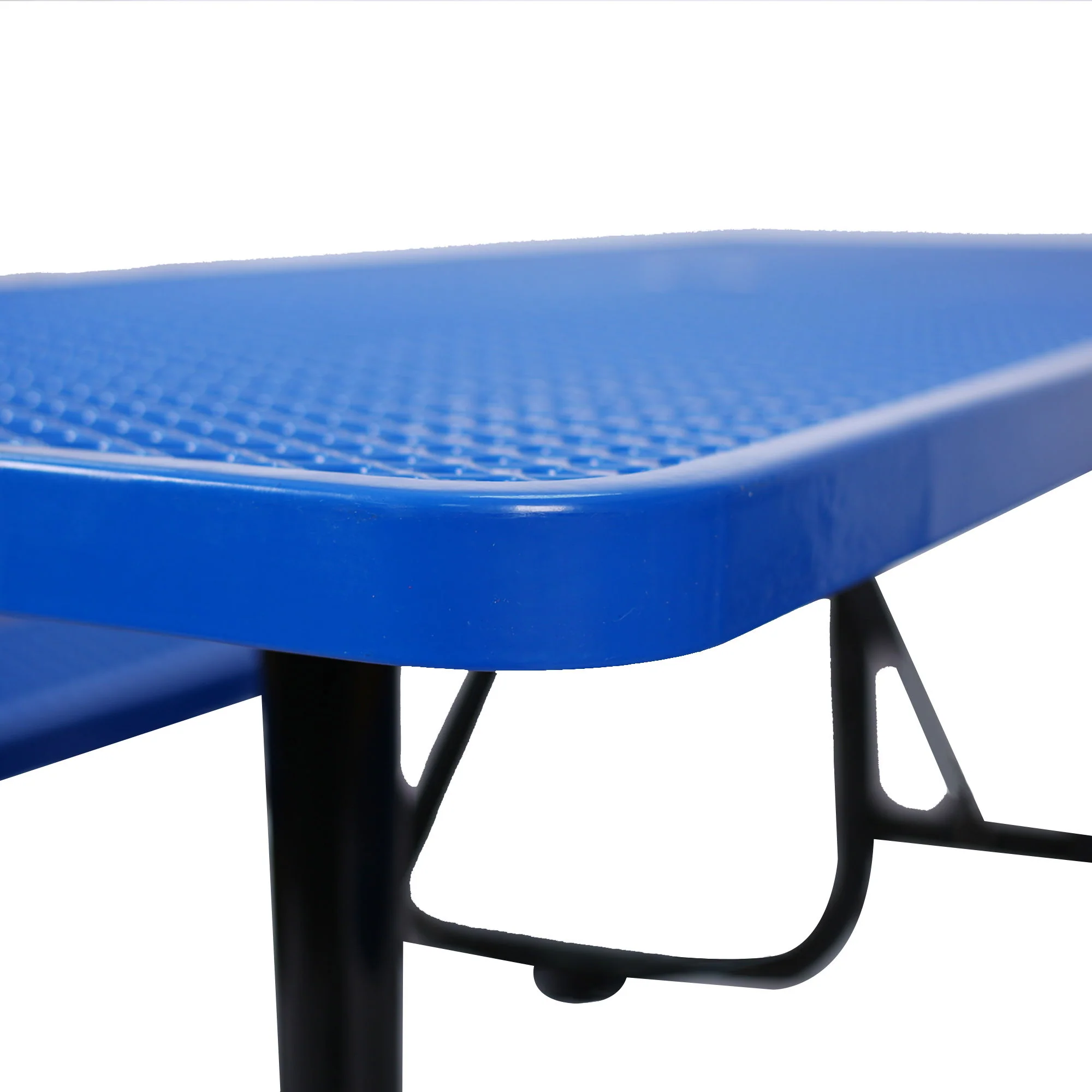 Rectangular Outdoor Steel Picnic Table With Umbrella Pole - Image 6