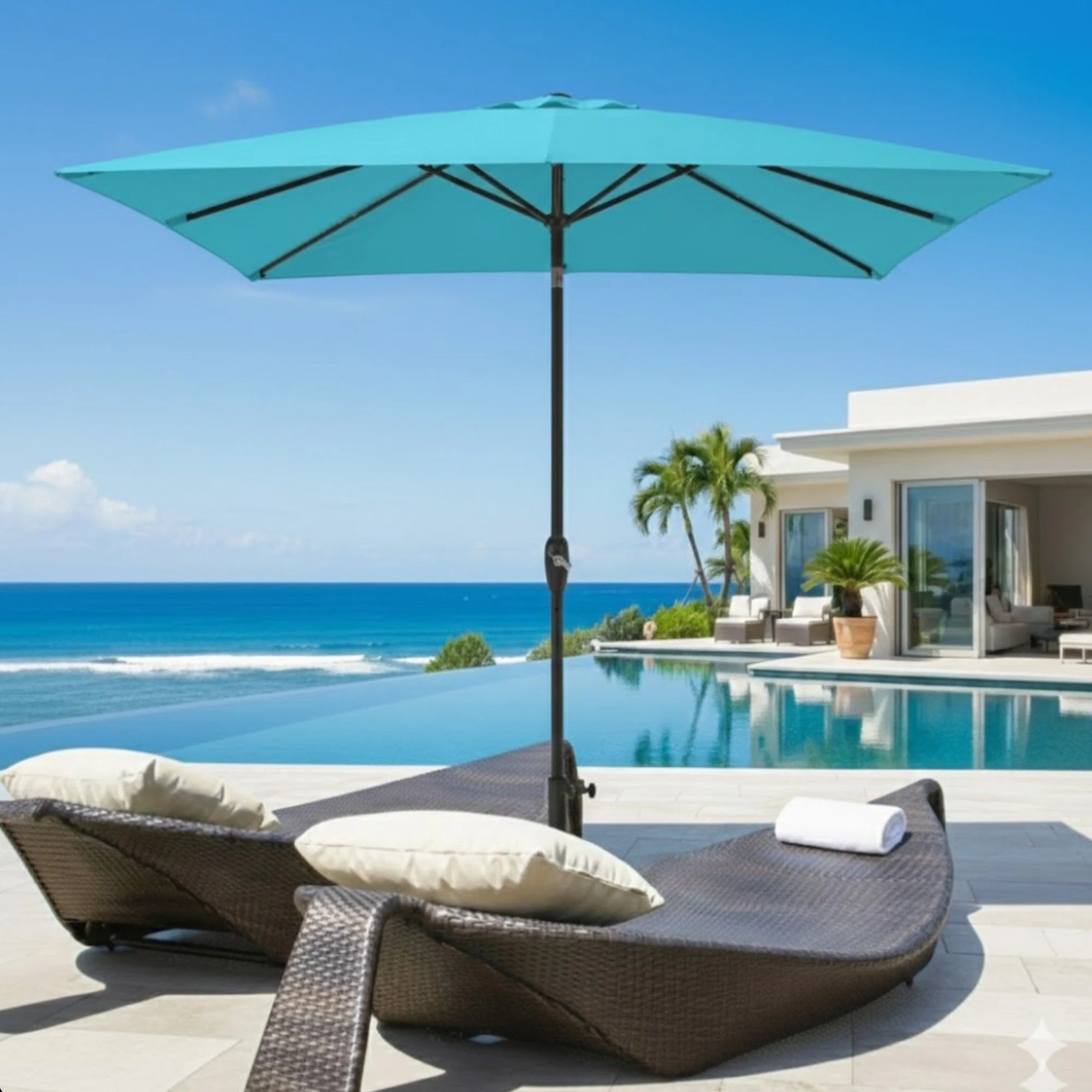 Rectangular Patio Umbrella With Crank Tilt, Polyester UV-Resistant Canopy - Image 21
