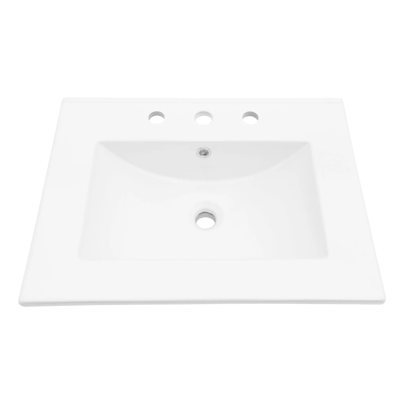 Rectangular Single Vanity Top With 3 Faucet Hole Sink - White - Image 4