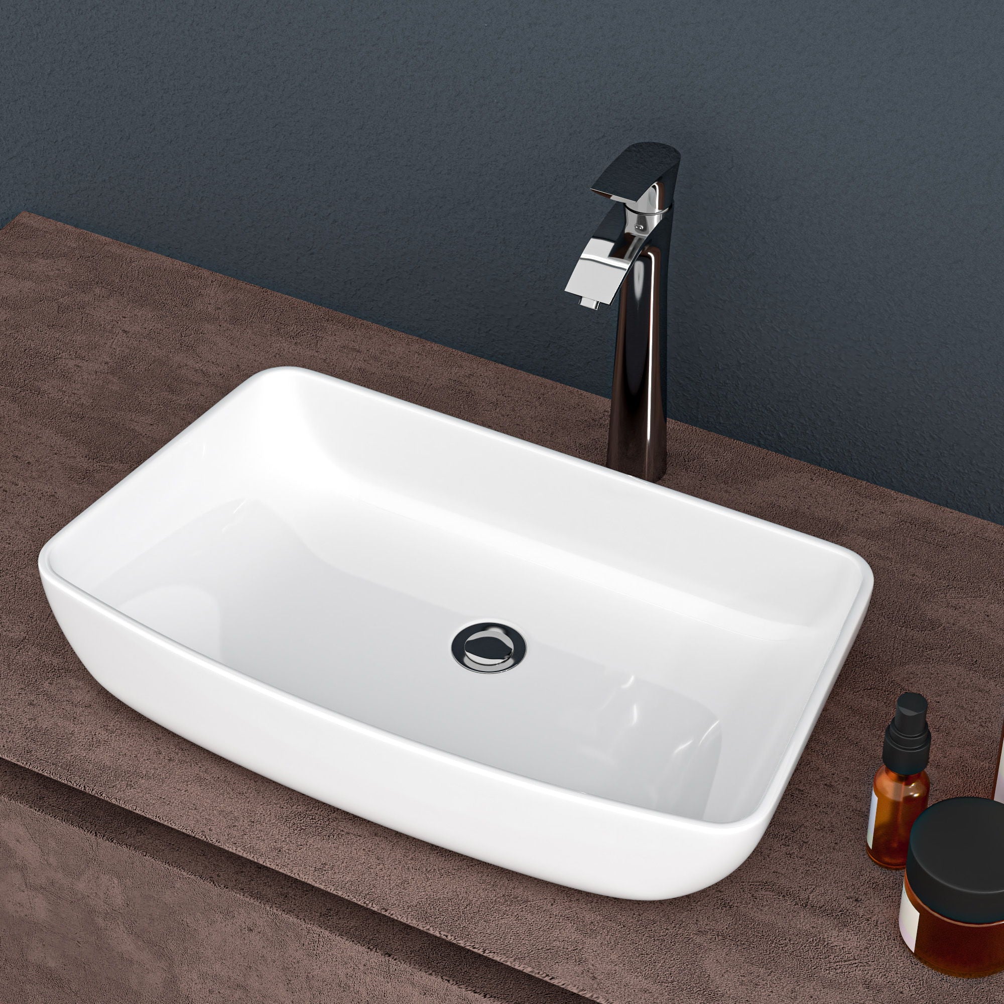 Rectangular Vessel Bathroom Sink - White - Image 4