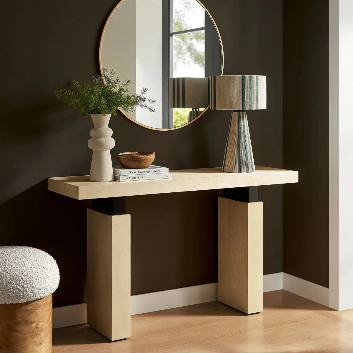 Rectangular Wood Console Table with Metal Supports – 52 Inch - Image 7