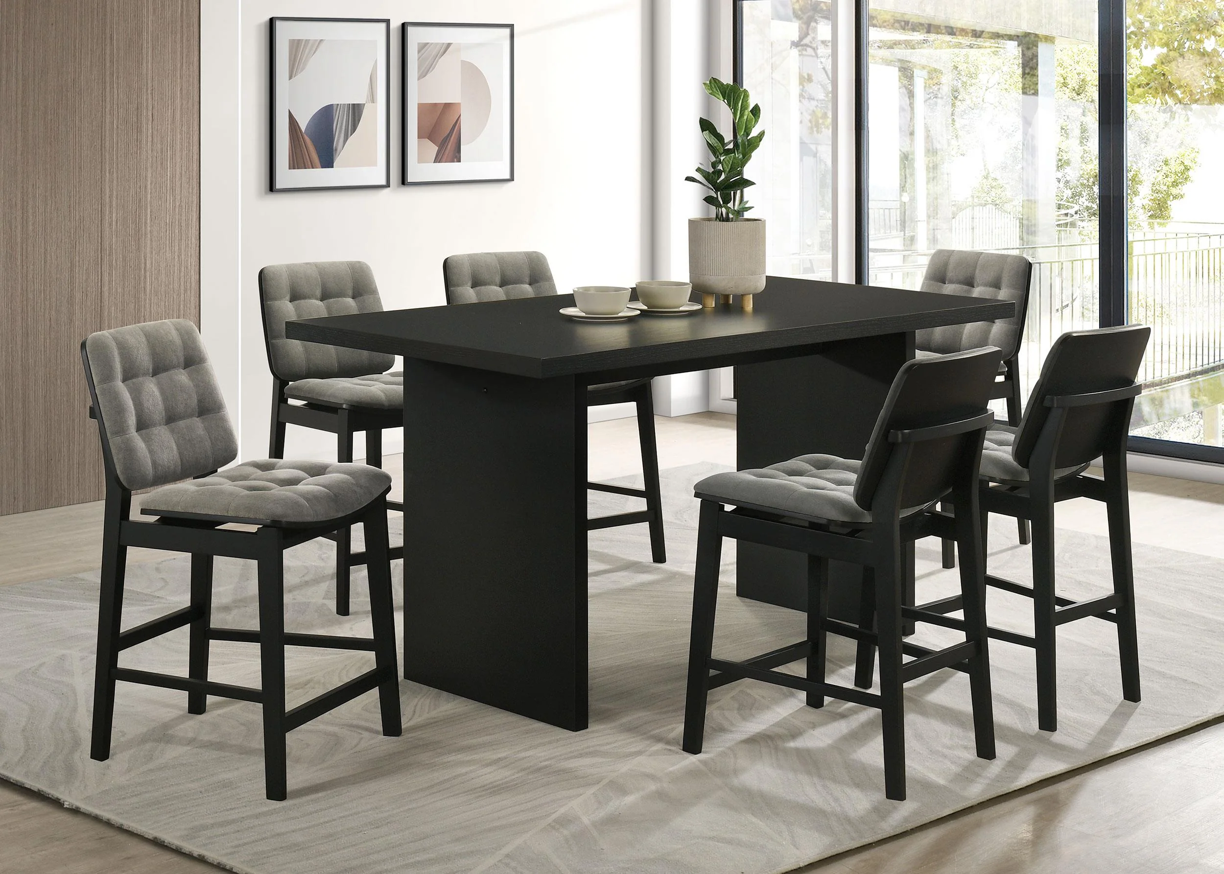 Redbridge Velvet Counter Chair - Grey and Black (Set of 2) - Image 4