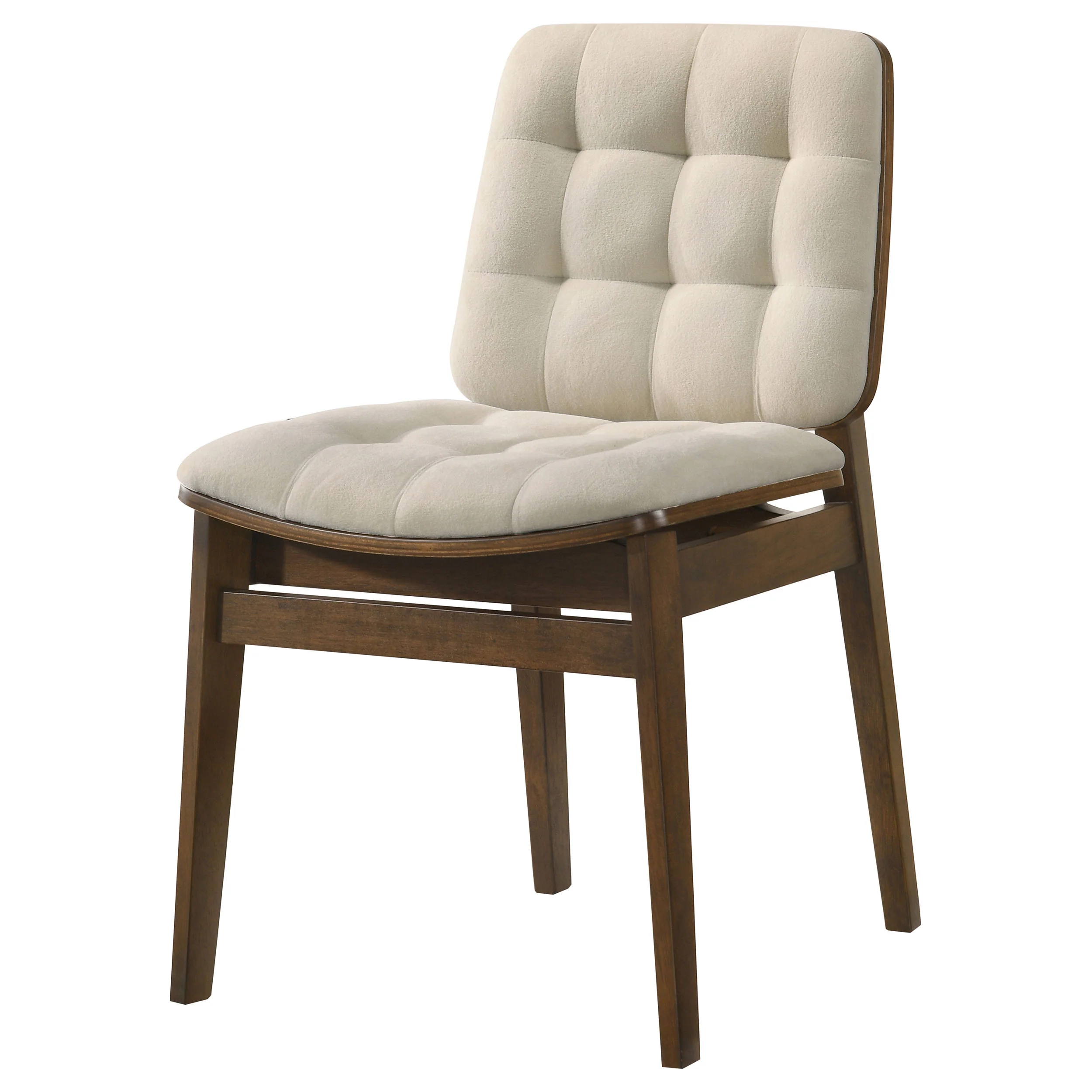 Redbridge Velvet Upholstered Side Chair, Cream and Walnut (Set of 2) - Image 3
