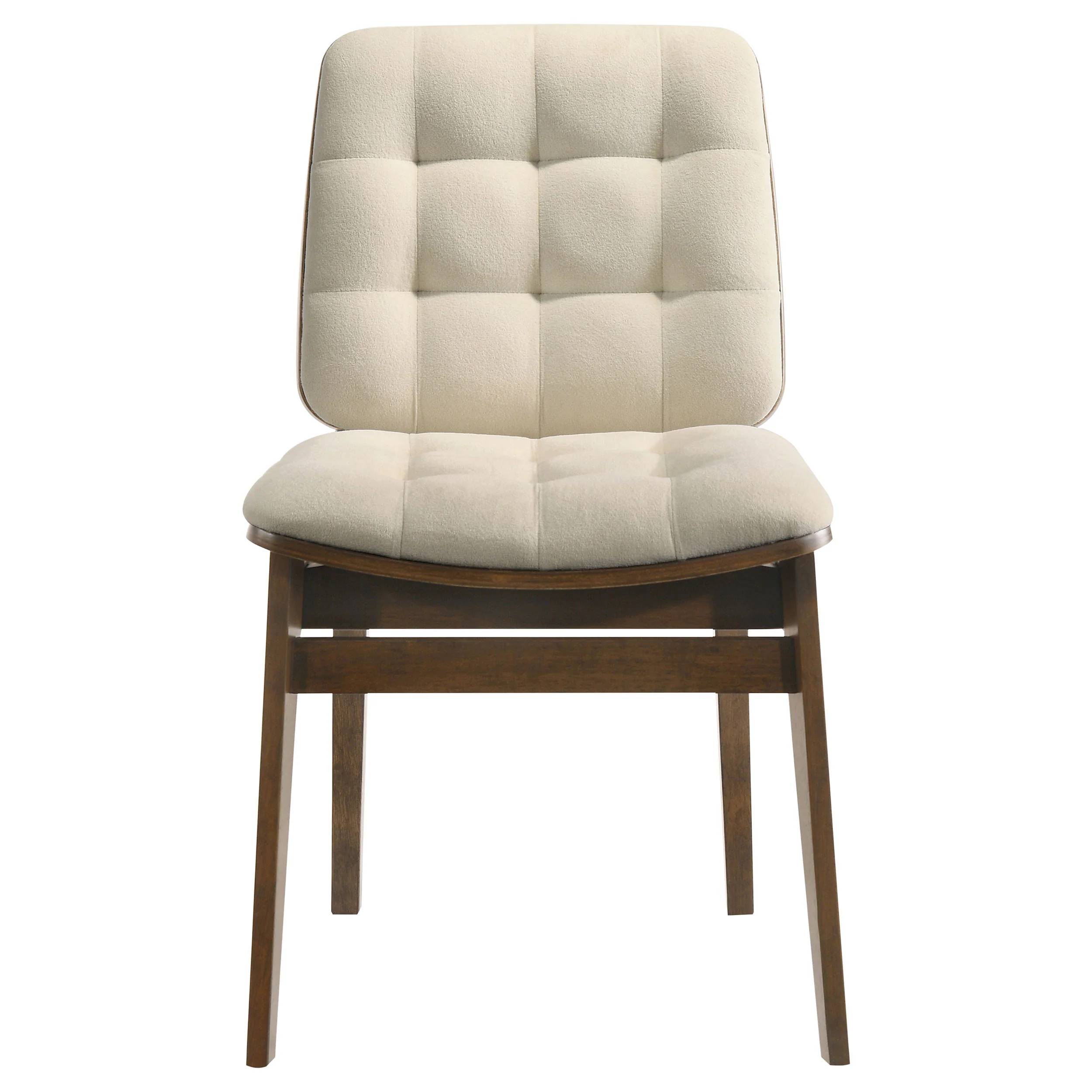 Redbridge Velvet Upholstered Side Chair, Cream and Walnut (Set of 2) - Image 4