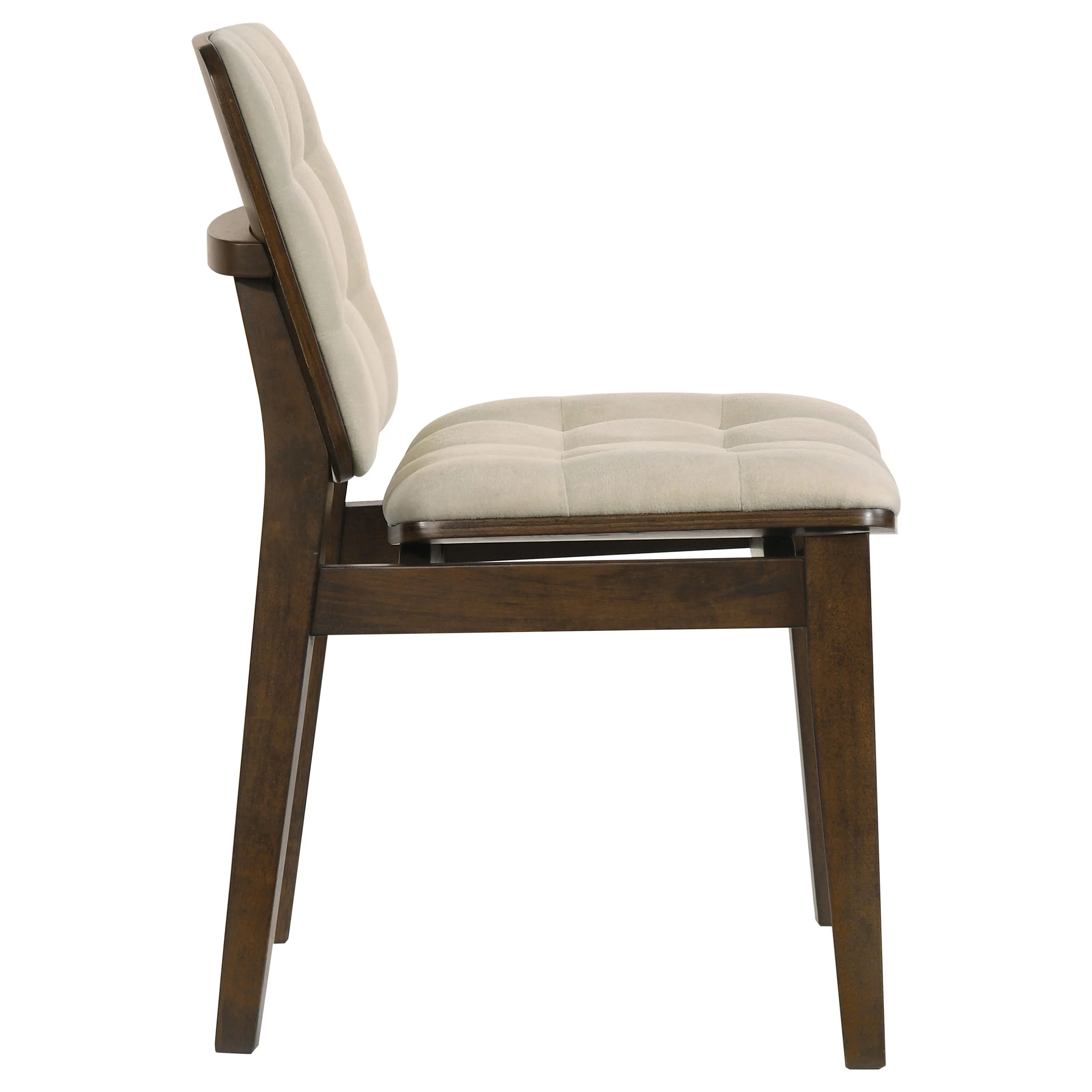 Redbridge Velvet Upholstered Side Chair, Cream and Walnut (Set of 2) - Image 6