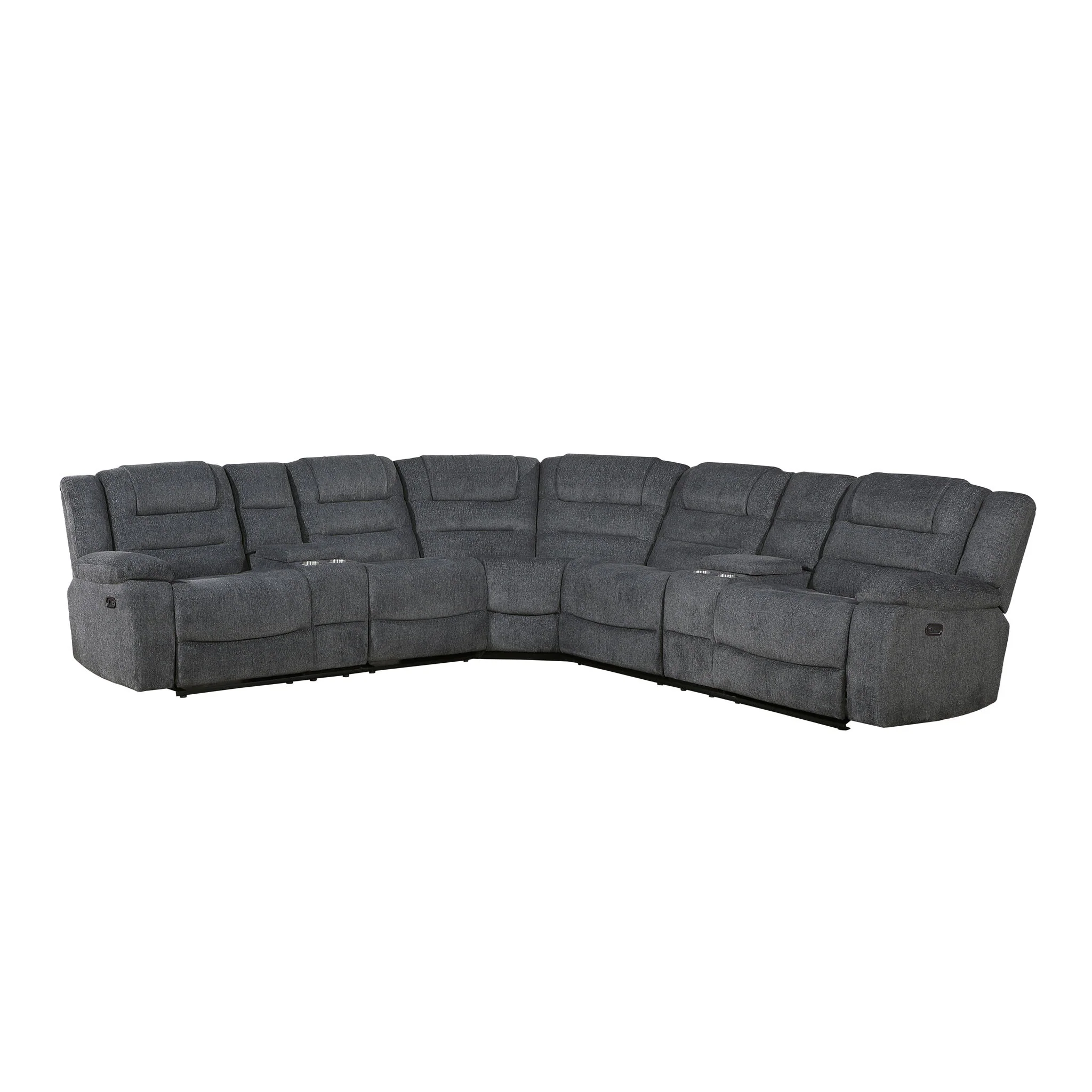 Redondo - Power 3 Piece Ssectional (2 Loveseats & Wedge) - Dark Gray - Image 2
