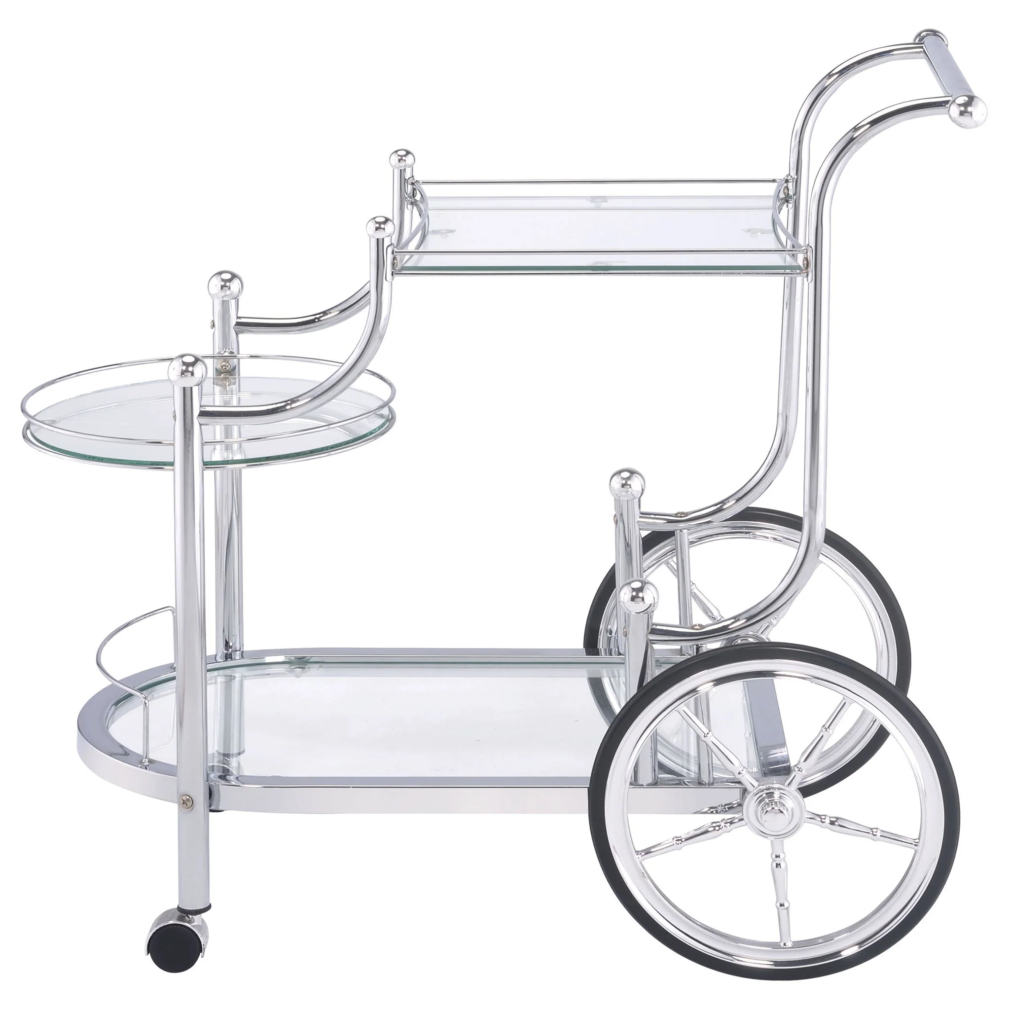 Reia - 3 Tier Cart With Casters & Tempered Glass Design - Chrome - Image 6