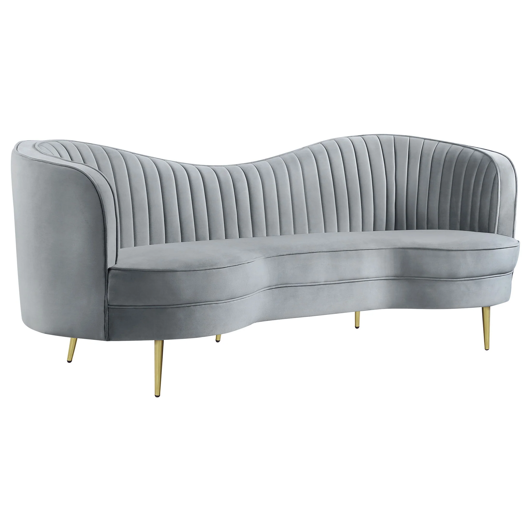 Reigha - Upholstered Sofa Lounge Furniture With Channel Tufted Backrest - Gray - Image 2