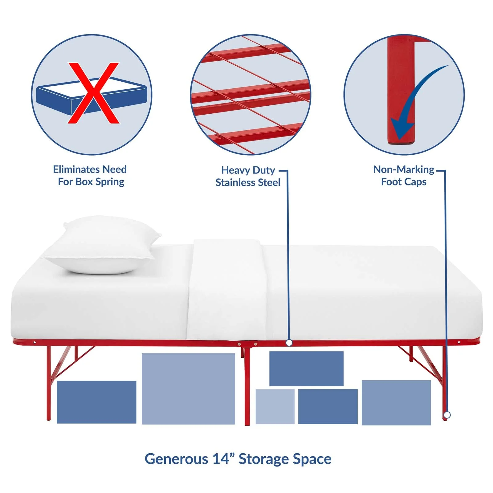 Reinforced Stainless Steel Folding Platform Bed Frame - Image 17