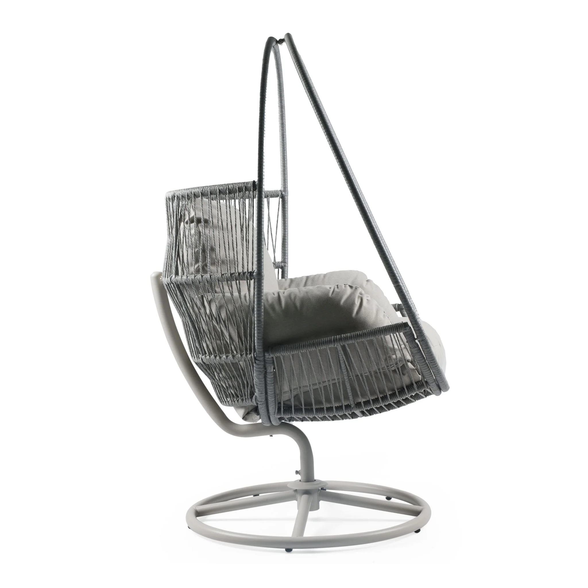 Reno - Outdoor Wicker Swivel Lounge Chair - Light Gray - Image 4