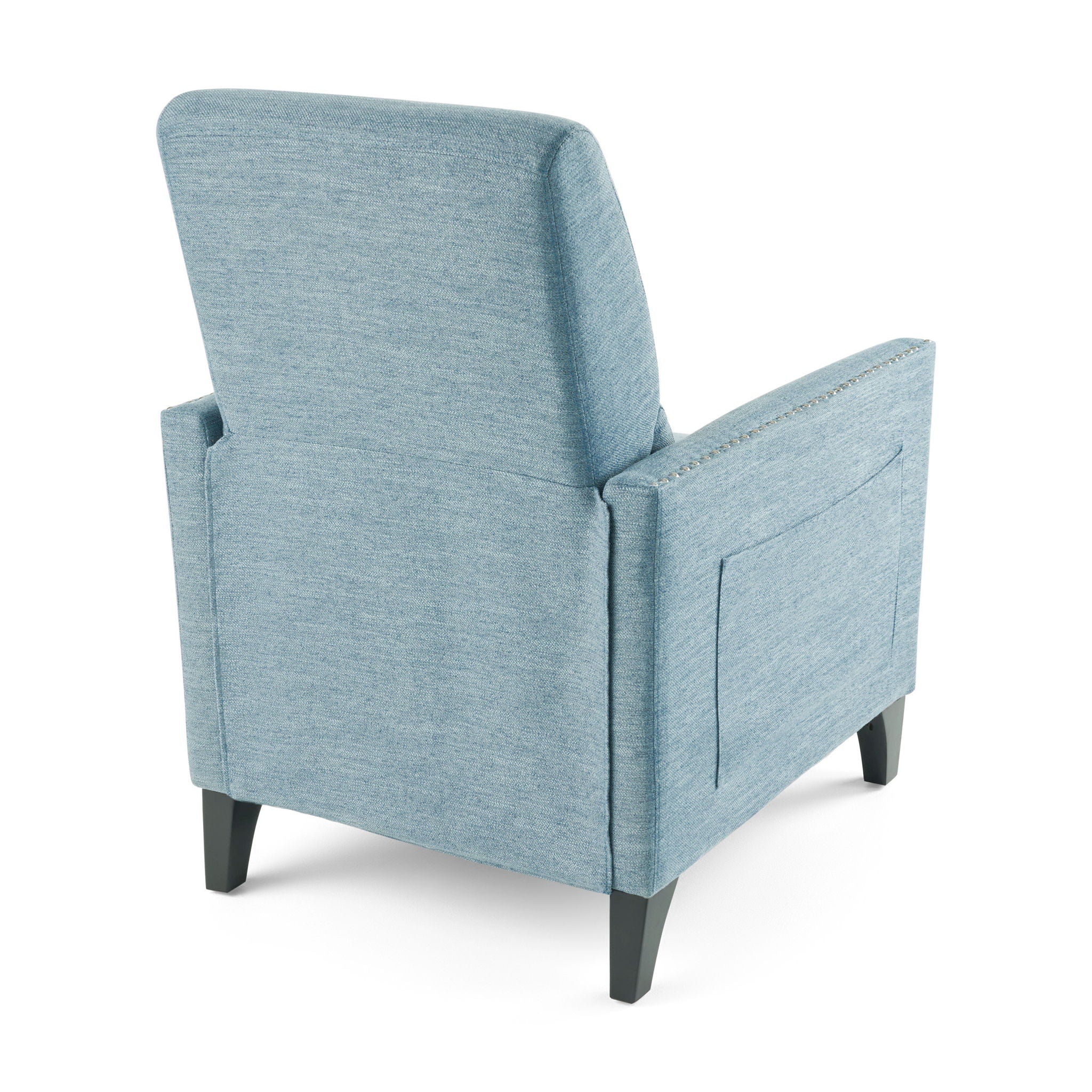 Repose Upholstered Recliner Chair With Nailhead Trim And Side Pocket - Light Blue - Image 7