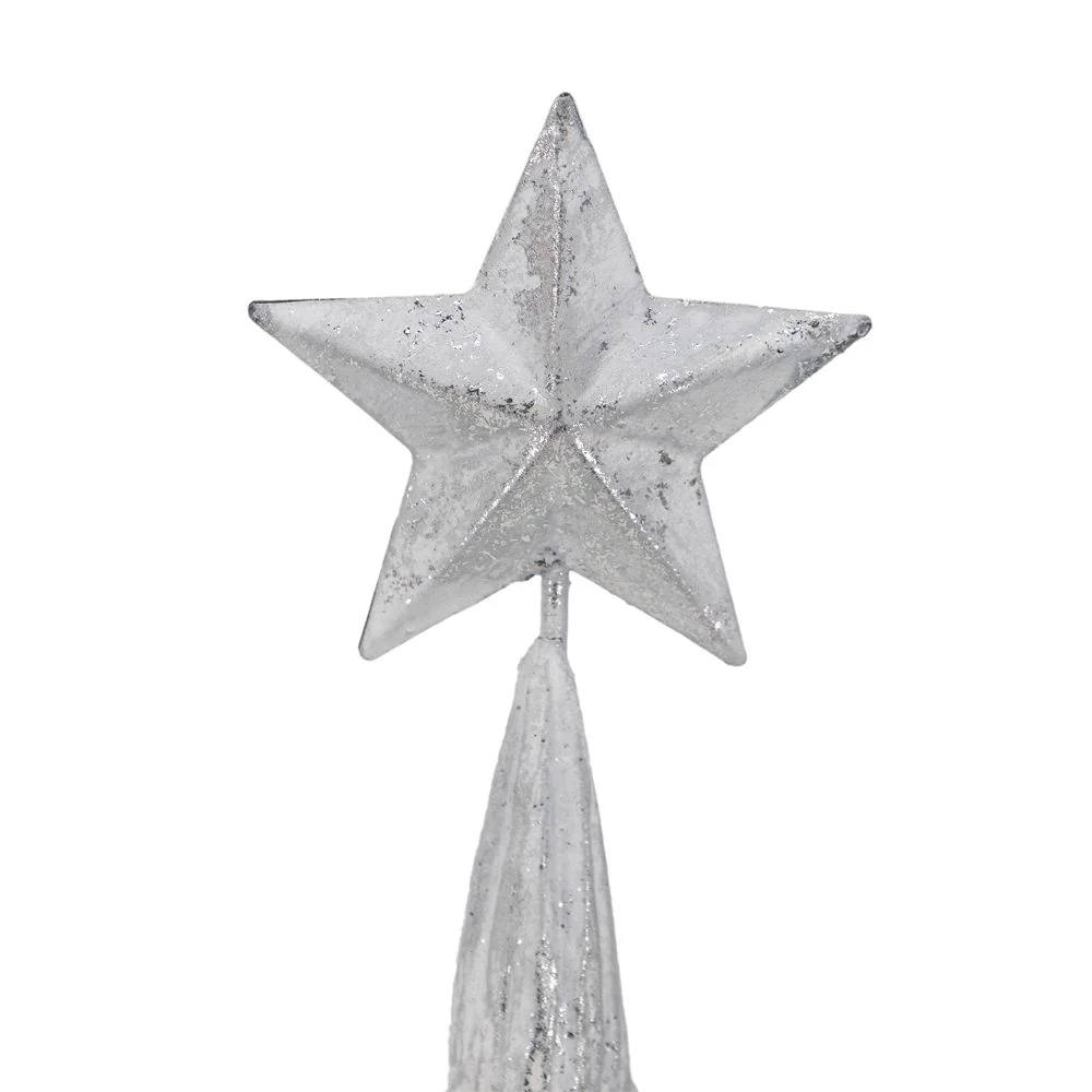 Resin / Foil Christmas Tree With Star Top (Set of 3) - White / Silver - Image 6