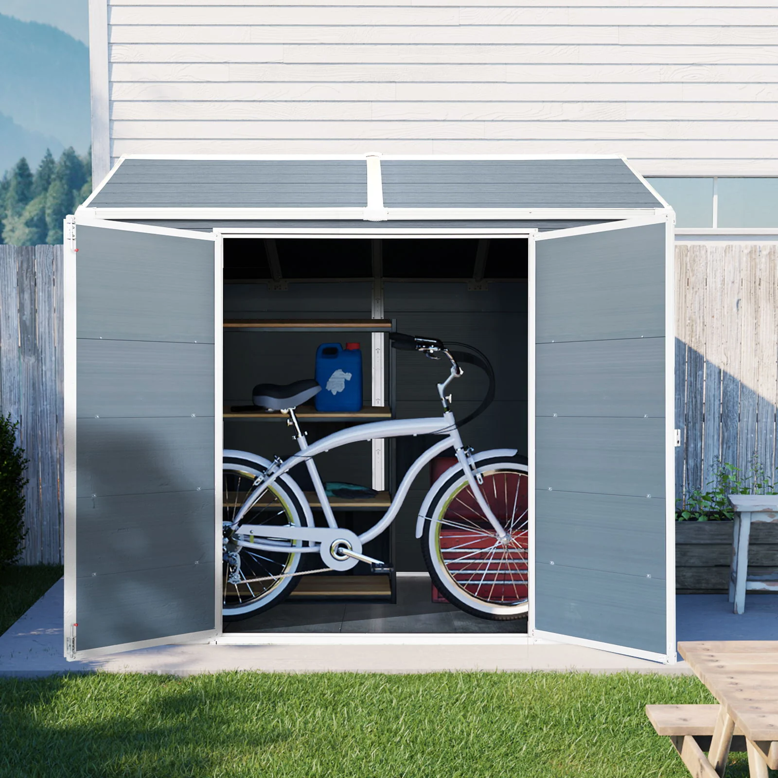 Resin Outdoor Storage Shed Garden Building Waterproof Heavy Duty 8x6.5ft - Image 10