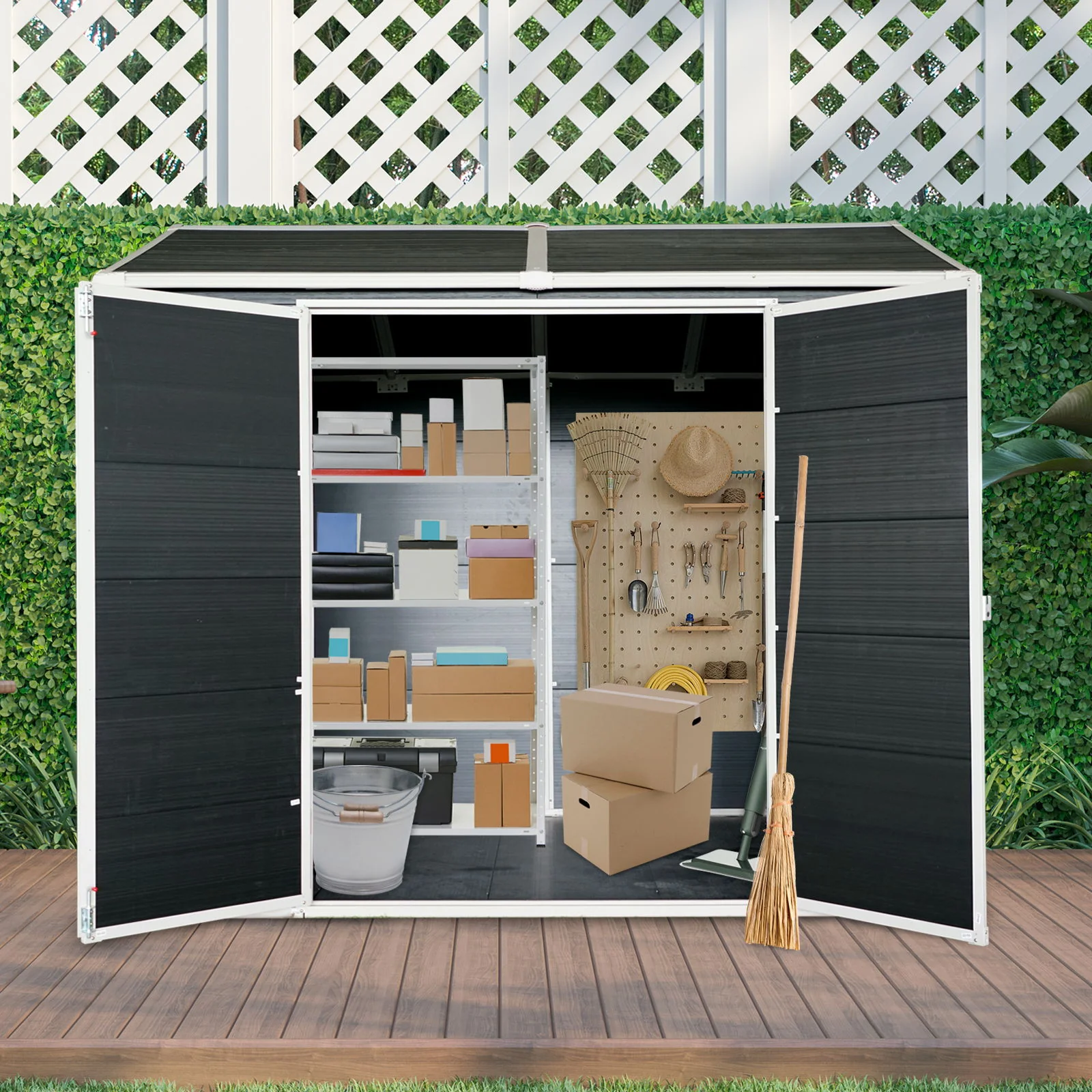 Resin Outdoor Storage Shed Garden Building Waterproof Heavy Duty 8x6.5ft - Image 5