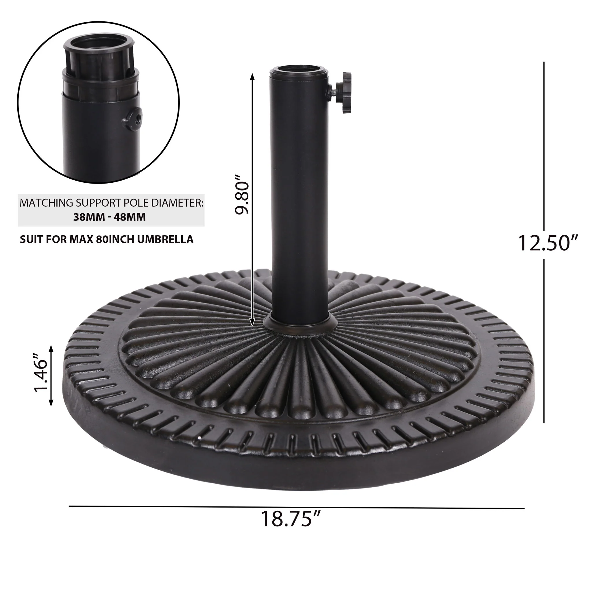 Resin Umbrella Base - Black Rock - Image 5