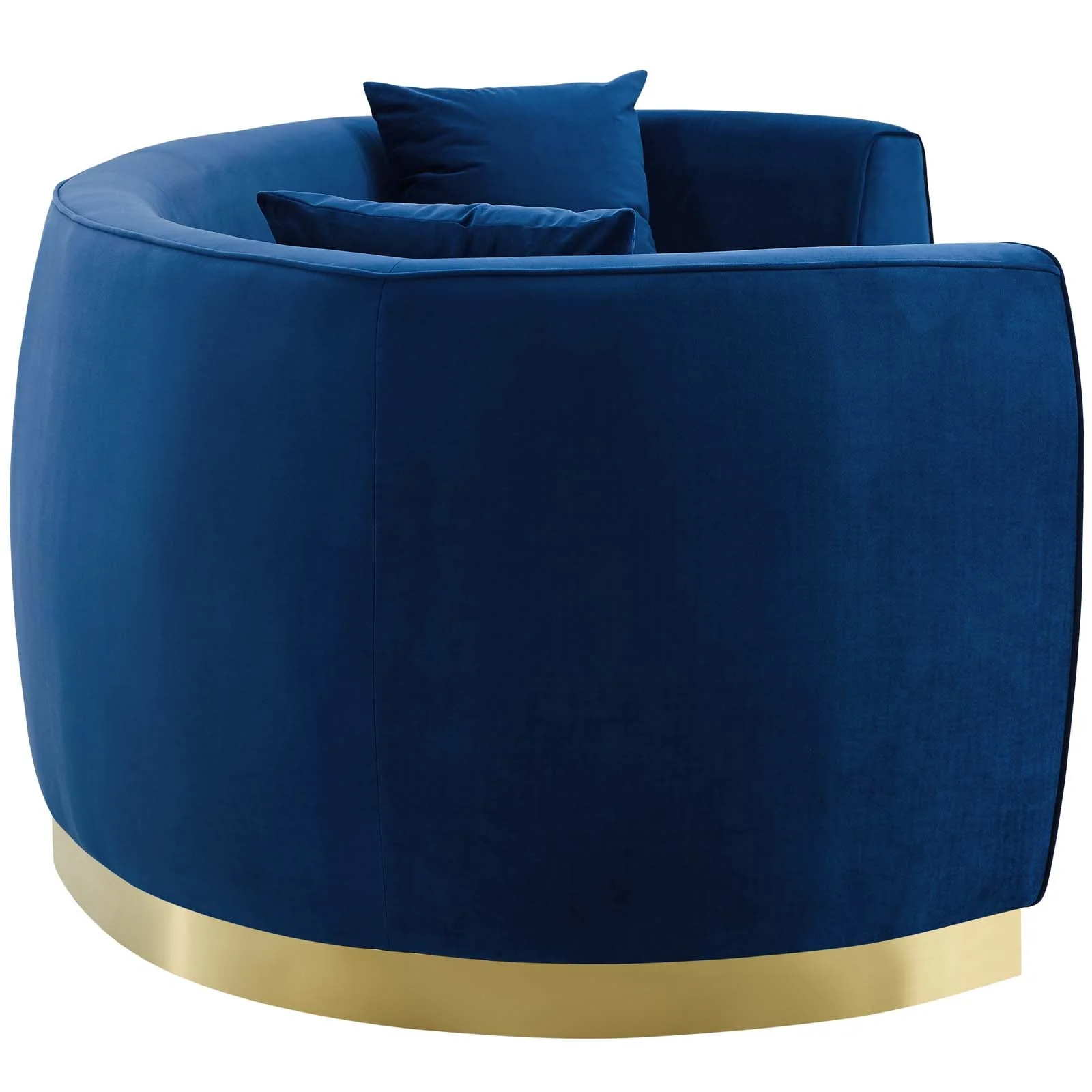Resolute Curved Performance Velvet Sofa with Gold Base - Image 11