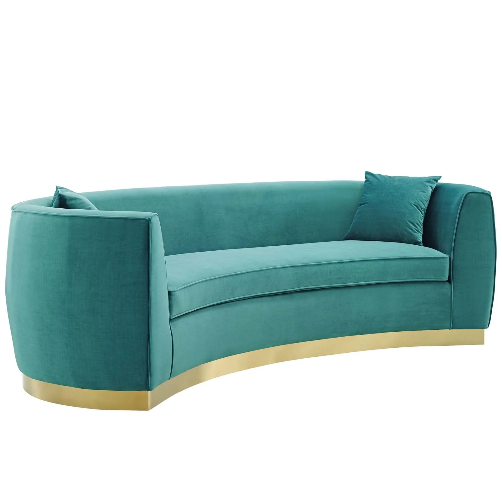 Resolute Curved Performance Velvet Sofa with Gold Base - Image 13