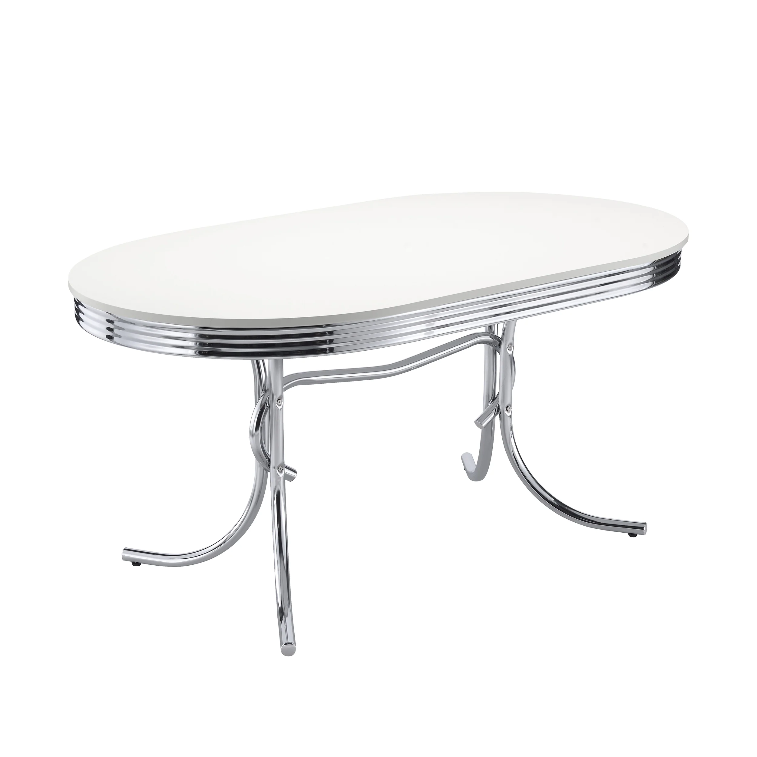 Retro 5-Piece Oval Dining Table Set White and Black - Image 3