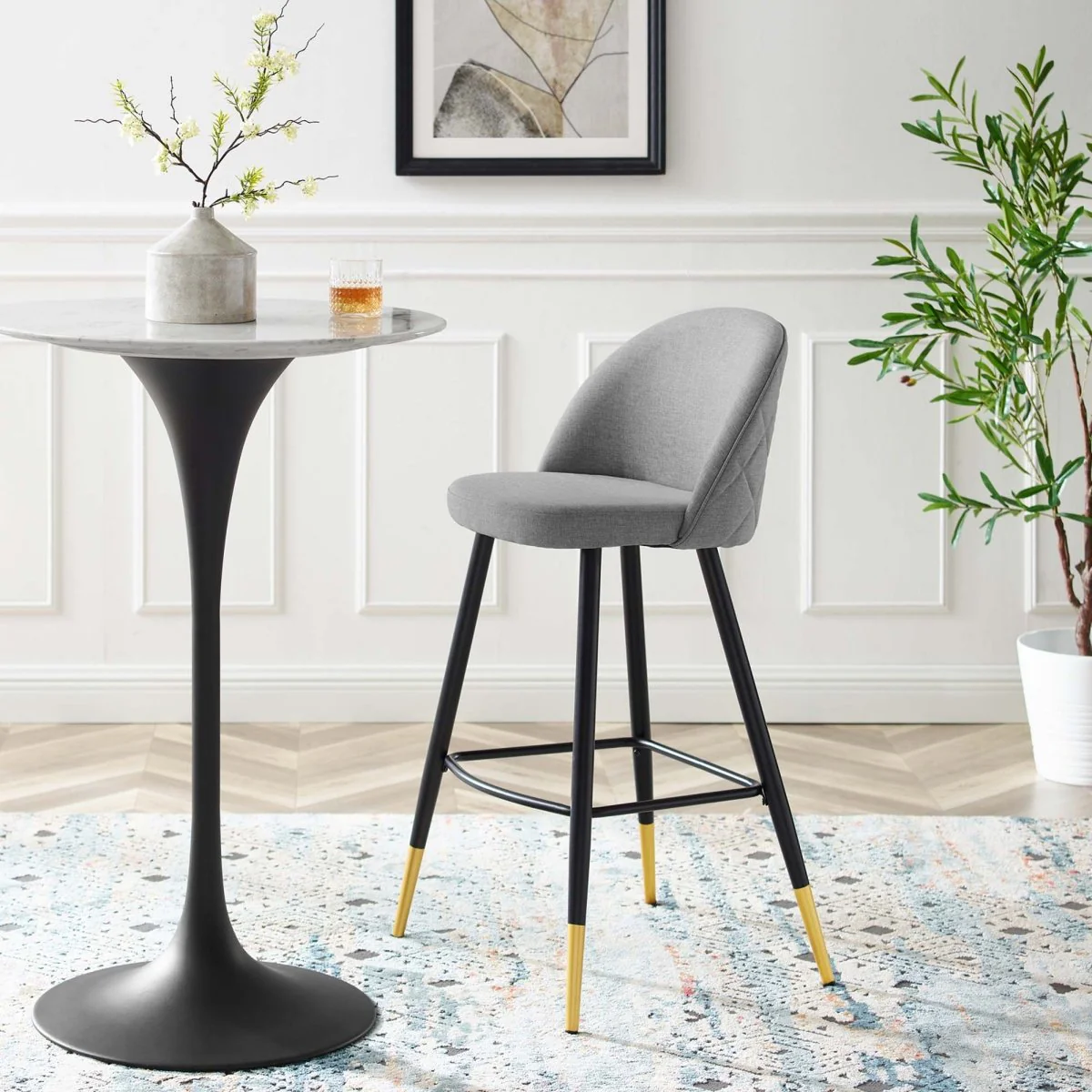 Retro Modern Fabric Bar Stool Set of 2 – 40.5 Inch - Image 21