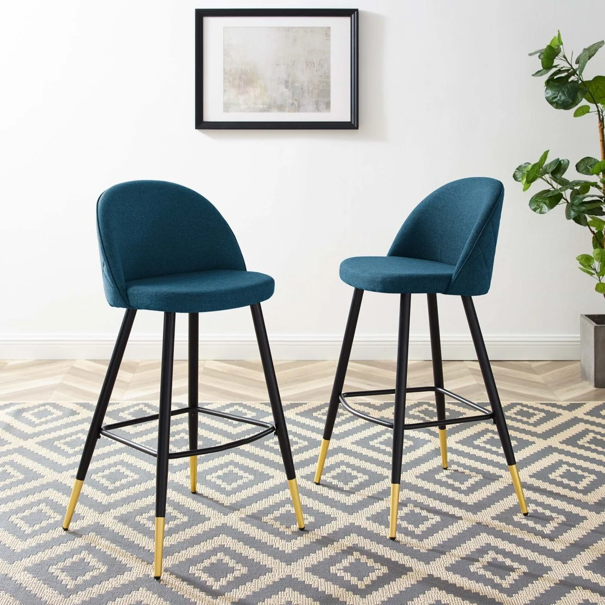 Retro Modern Fabric Bar Stool Set of 2 – 40.5 Inch - Image 6