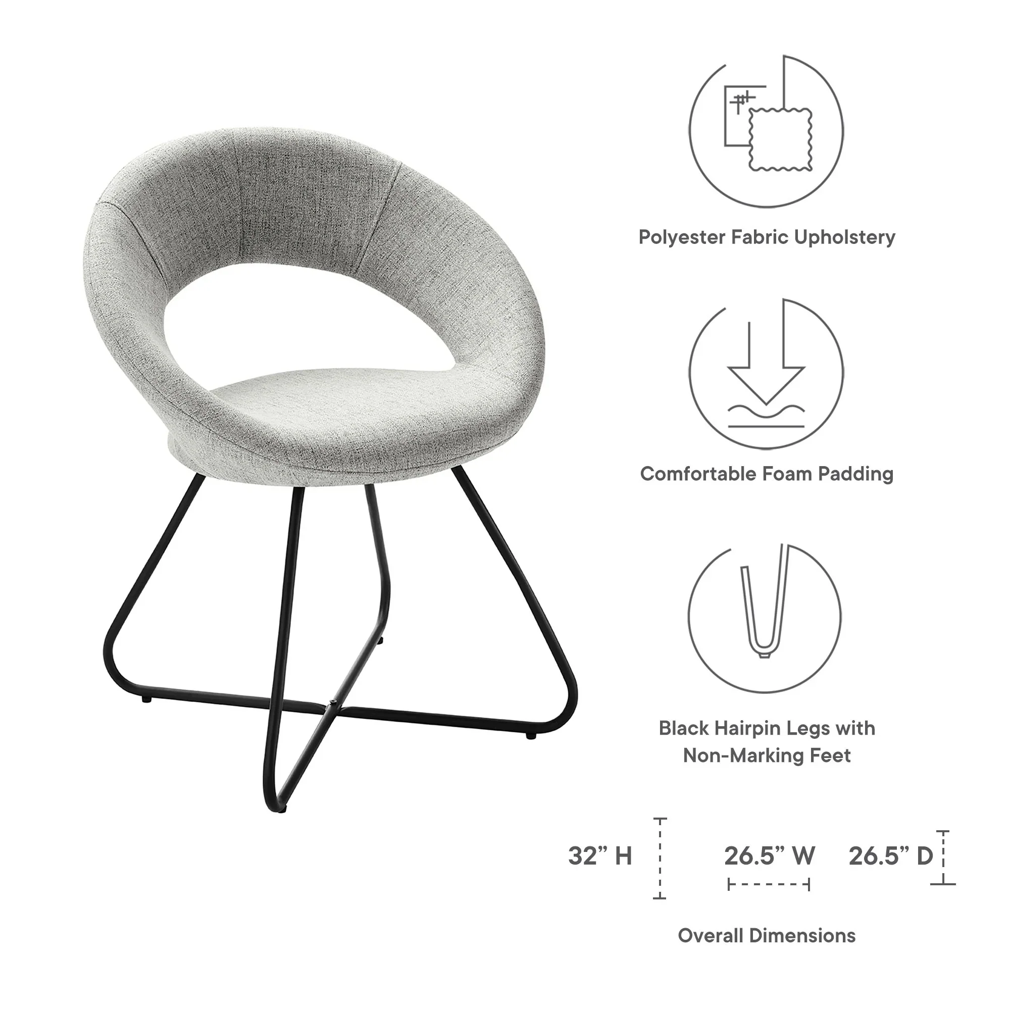 Retro Modern Upholstered Fabric Dining Chairs Set of 2 - Image 11