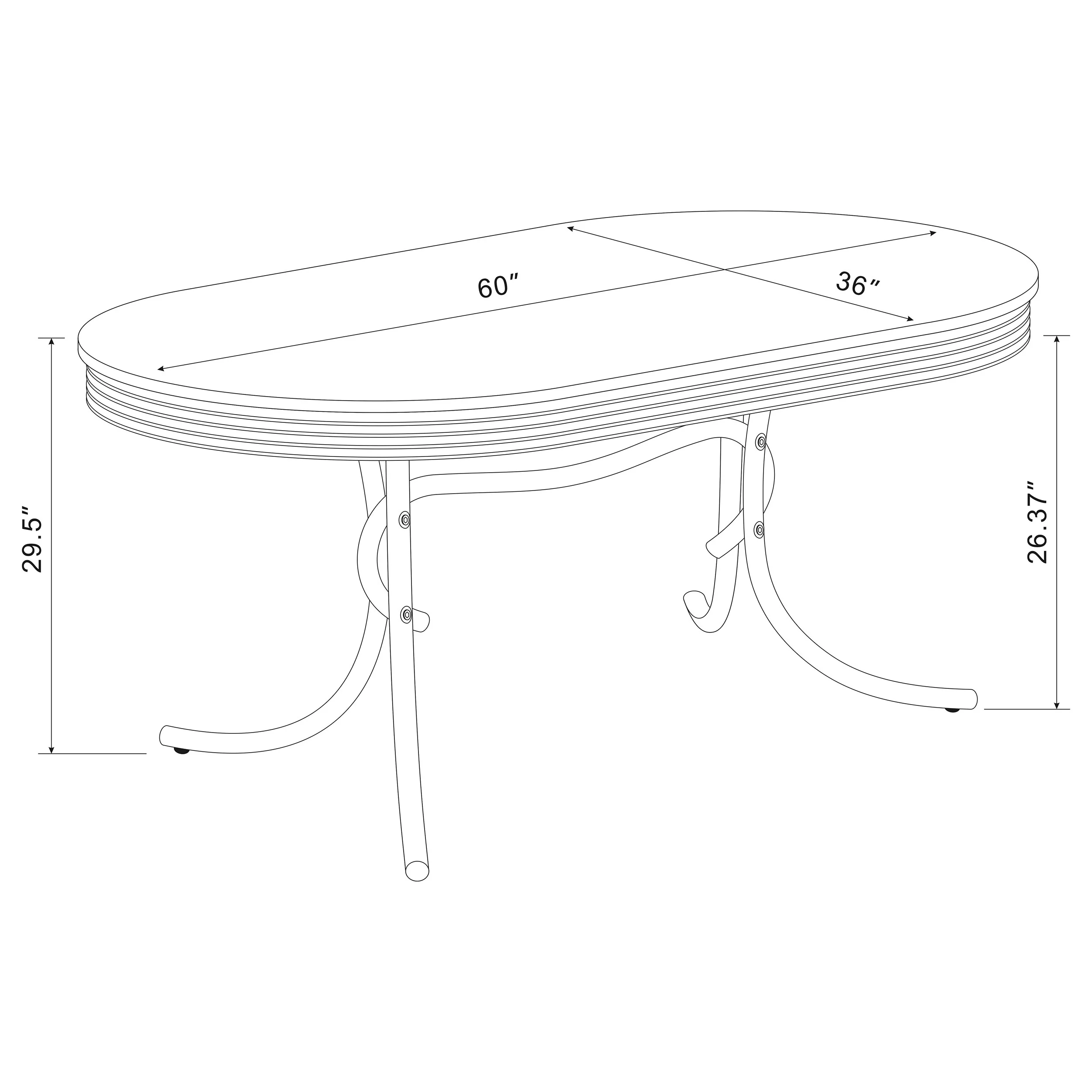 Retro Oval 60-inch White Dining Table with Chrome Legs - Image 4