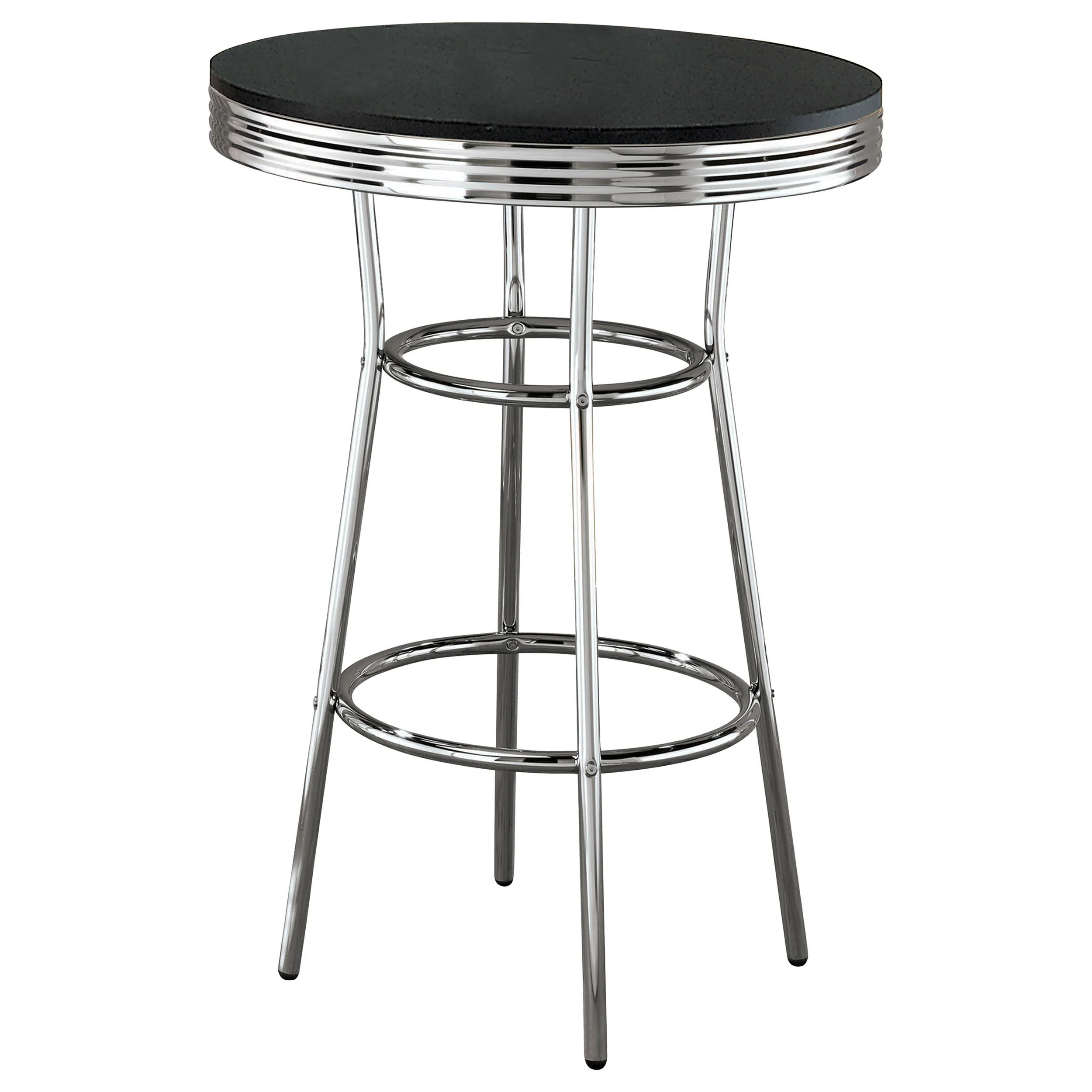 Retro Round 30-Inch 1950s Bistro Pub Height Bar Table Black