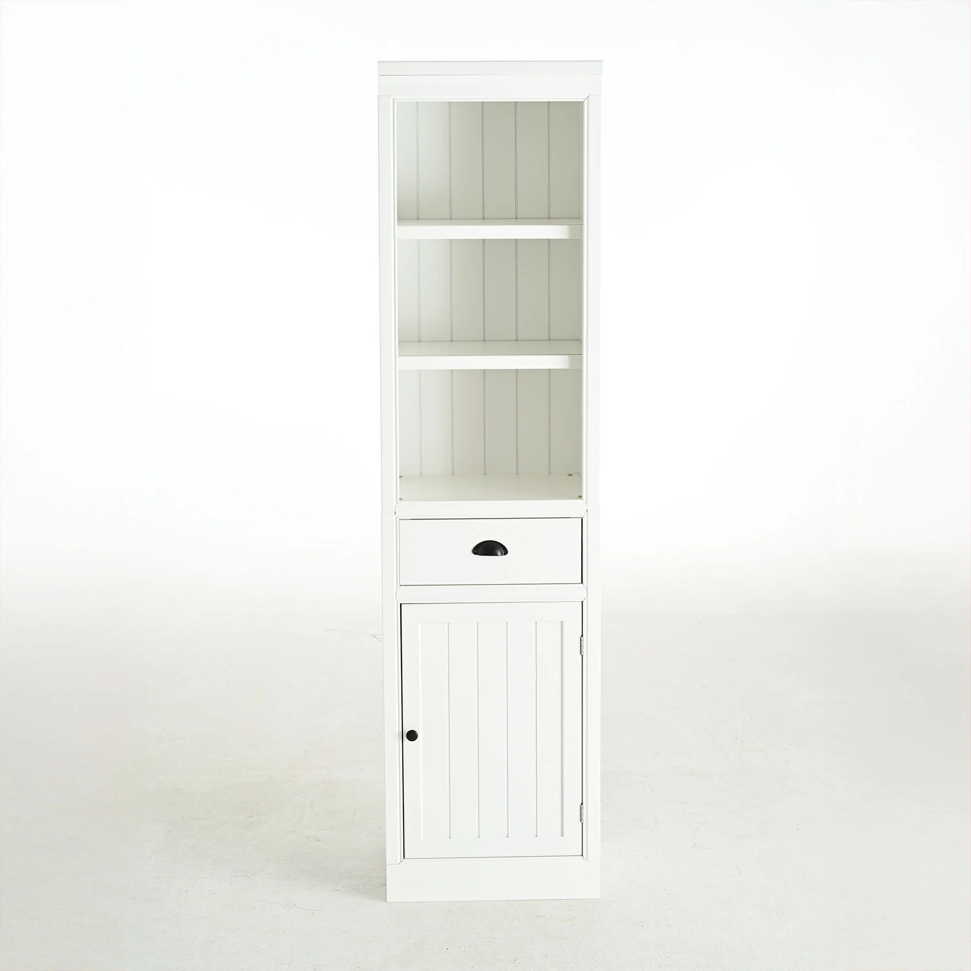 Retro Style 75'' Tall Display Shelf With Cabinet For Hallways Living Room Kitchen - White - Image 3