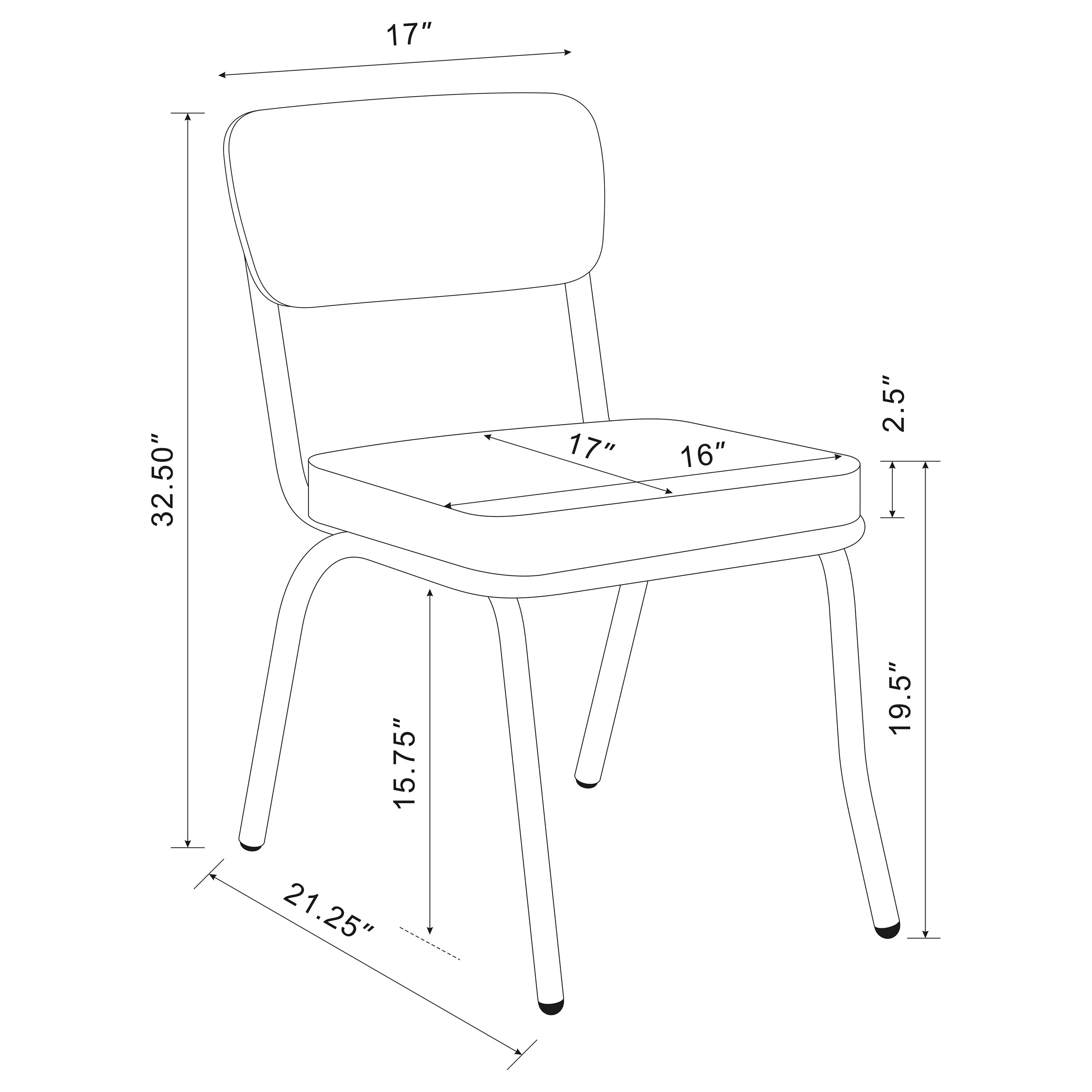 Retro Upholstered Dining Side Chair Black (Set of 2) - Image 11