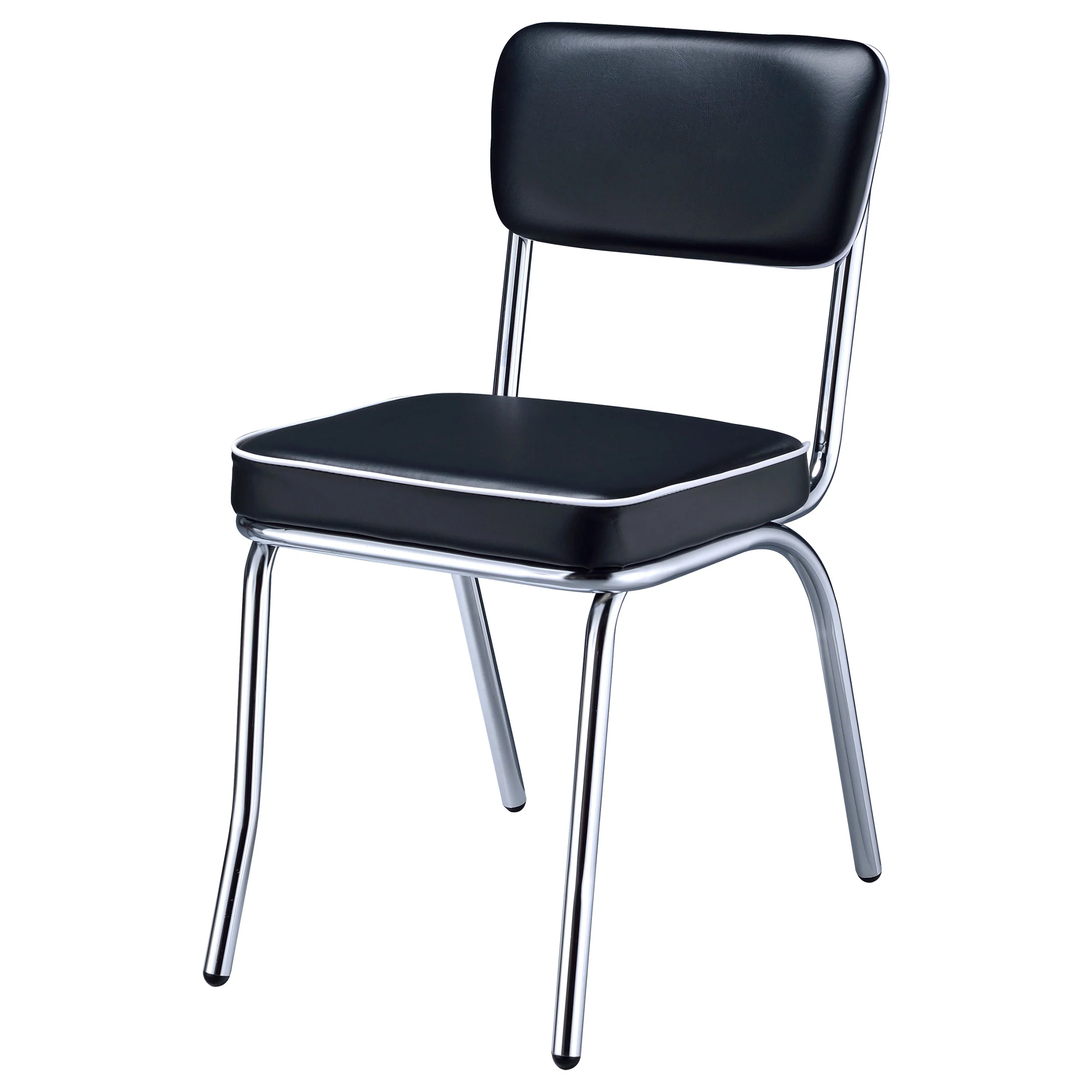 Retro Upholstered Dining Side Chair Black (Set of 2) - Image 5
