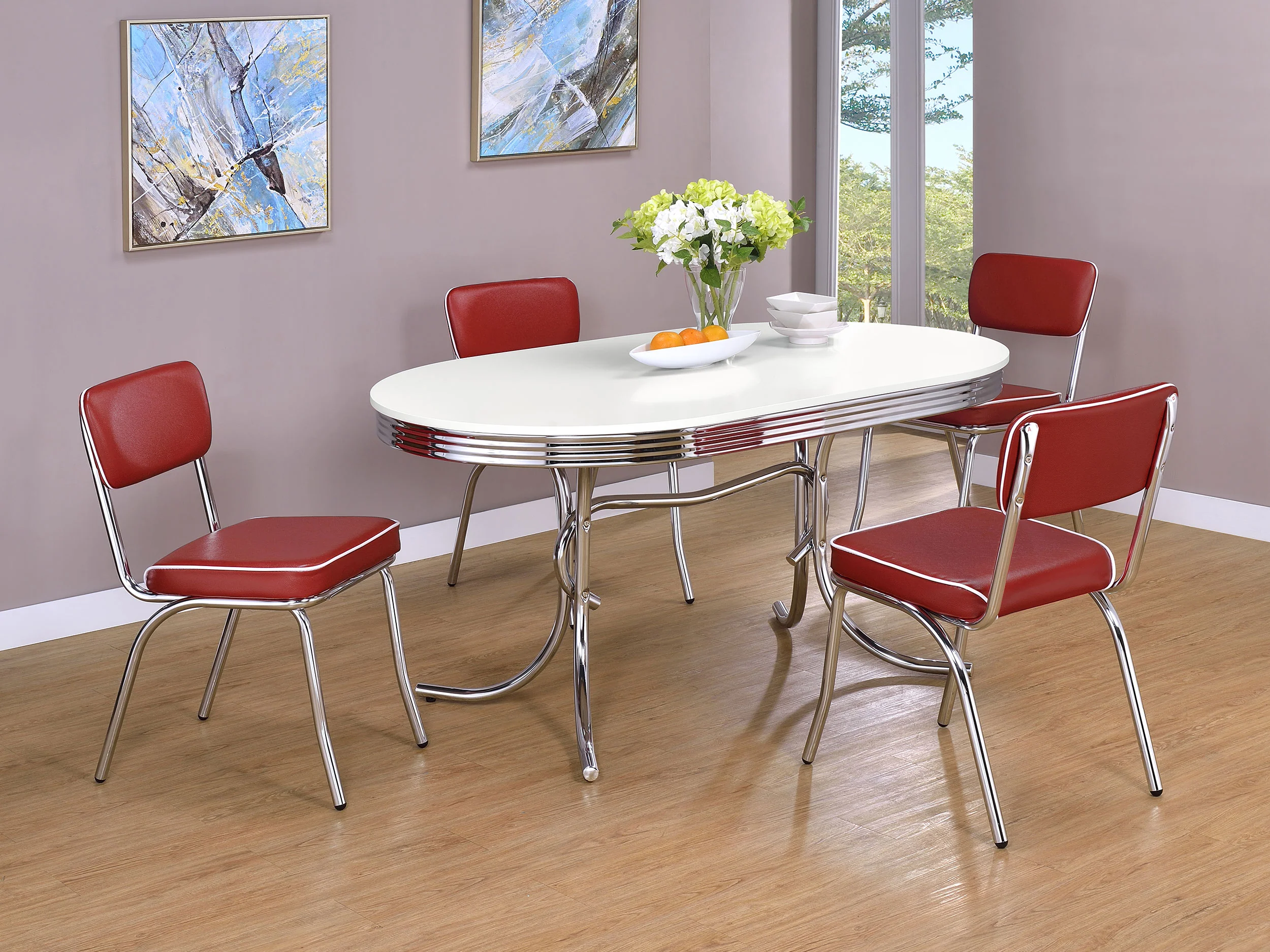 Retro Upholstered Dining Side Chair Red, Set of 2 - Image 12