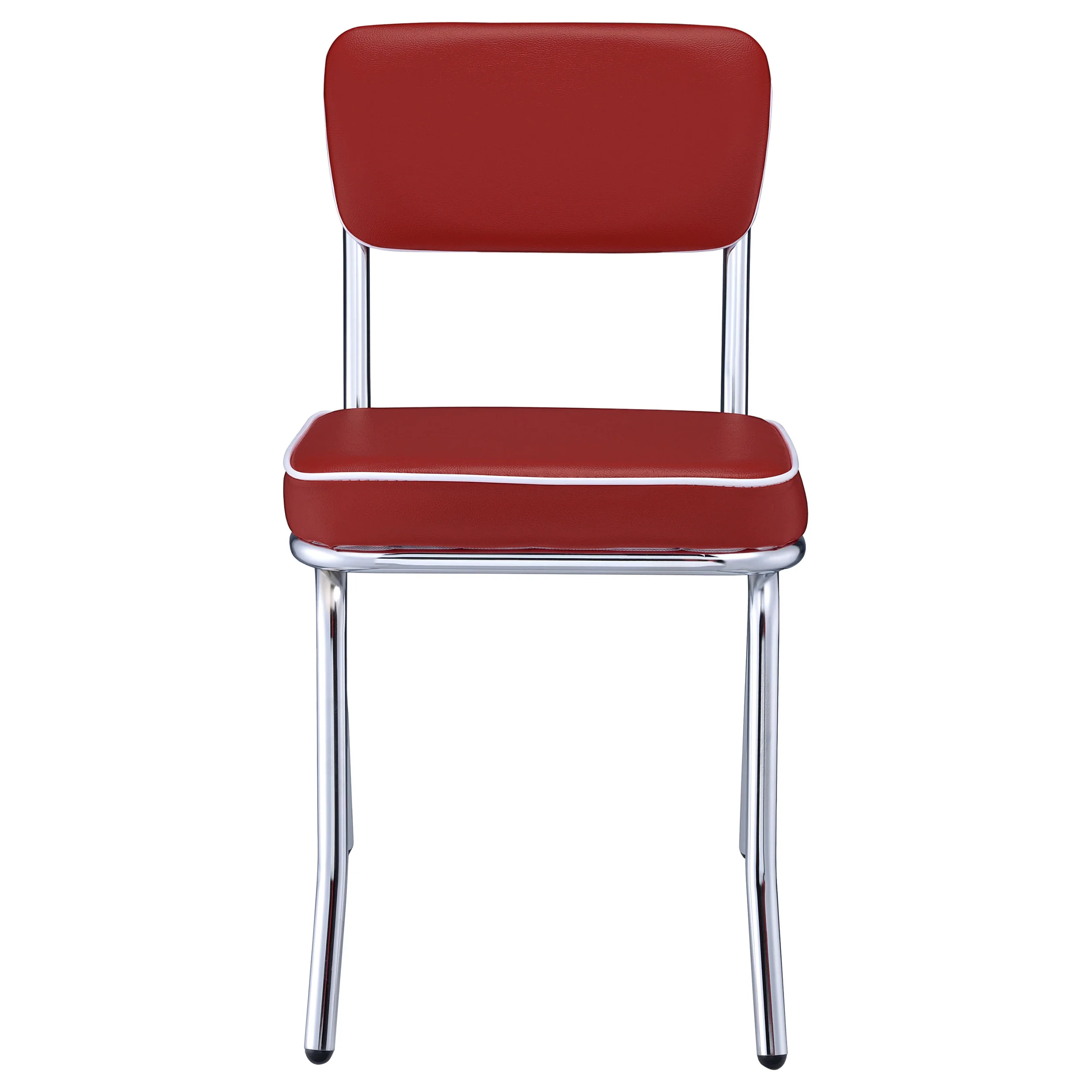 Retro Upholstered Dining Side Chair Red, Set of 2 - Image 4