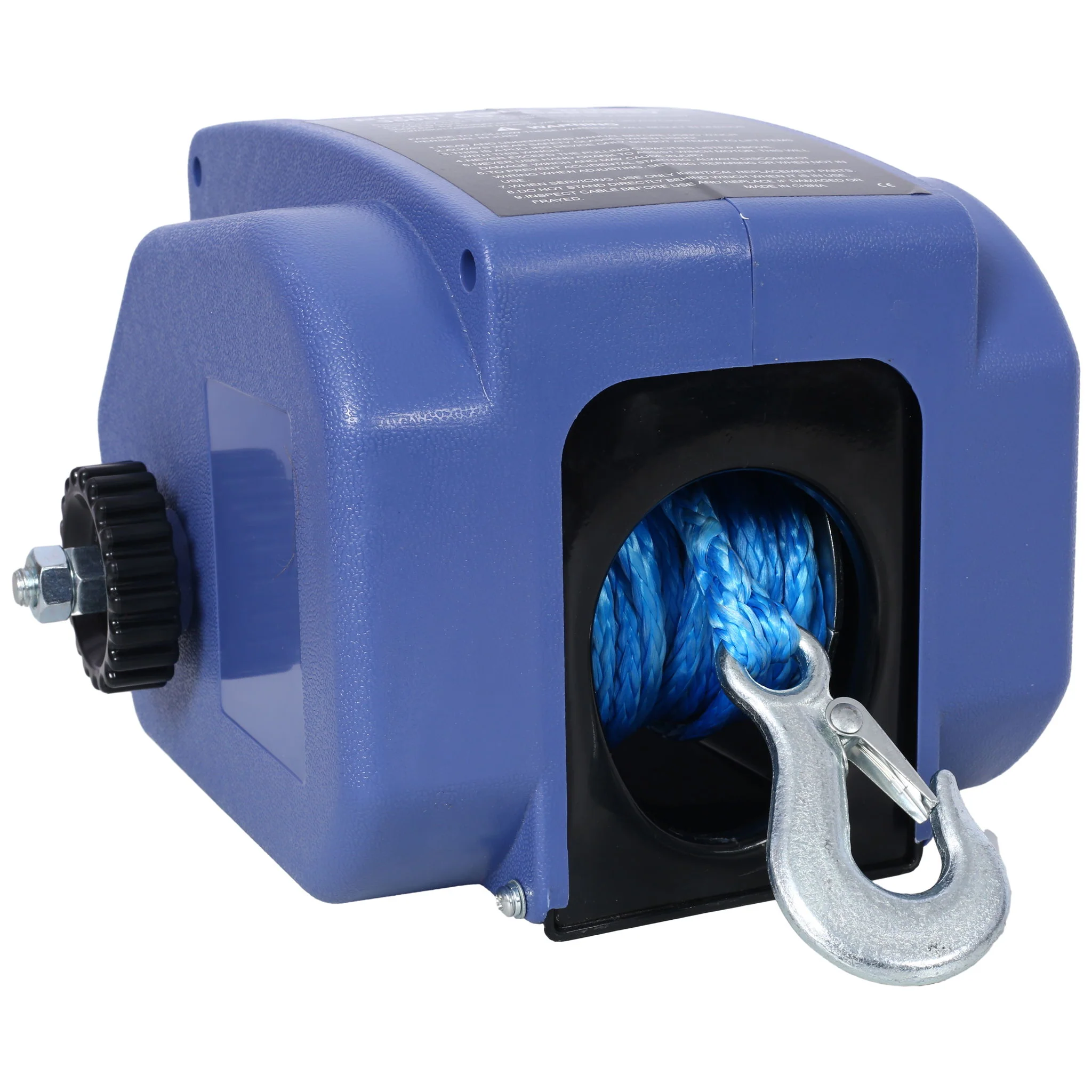 Reversible 12V Electric Trailer Winch For Boats Up To 6000 Lbs With Synthetic Rope And Extra Pulley Hook - Blue - Image 5