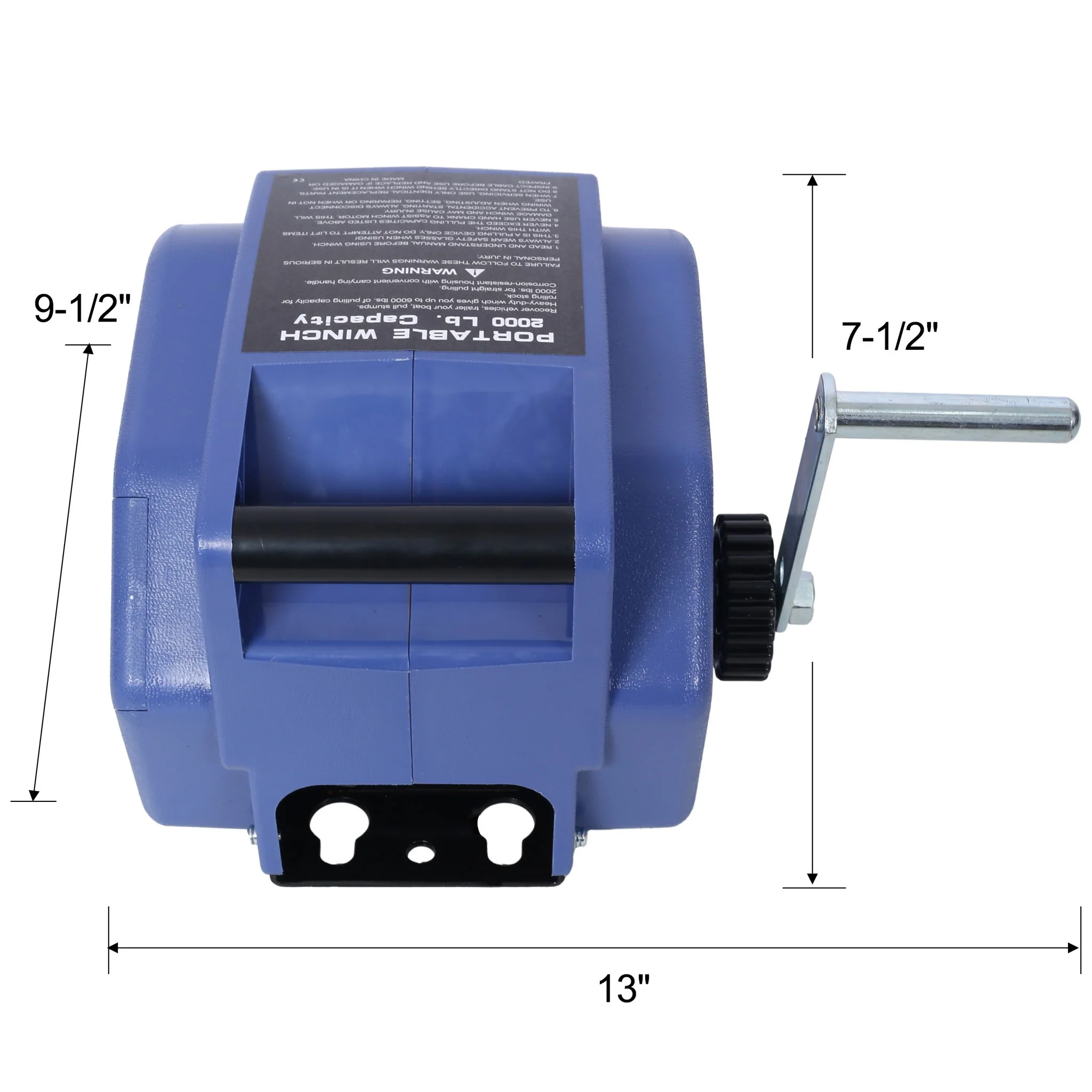 Reversible Electric 12V Trailer Winch For Boats Up To 5000 Lbs, Galvanized Wire Rope Casing - Blue - Image 9