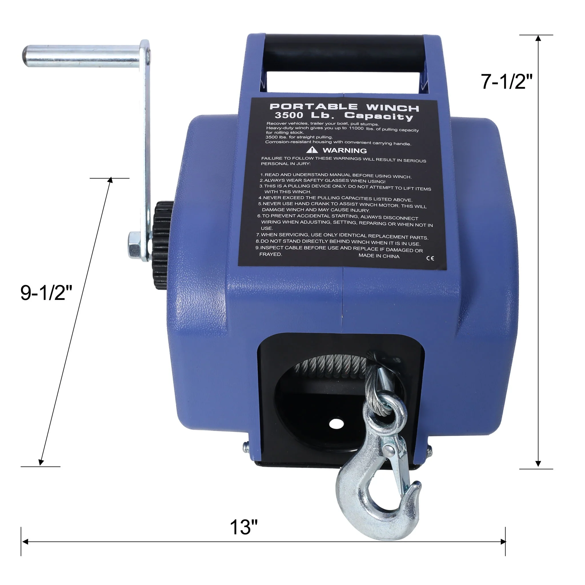 Reversible Electric 12V Trailer Winch For Boats Up To 6000 Lbs With Galvanized Wire Rope And Casing - Blue - Image 5