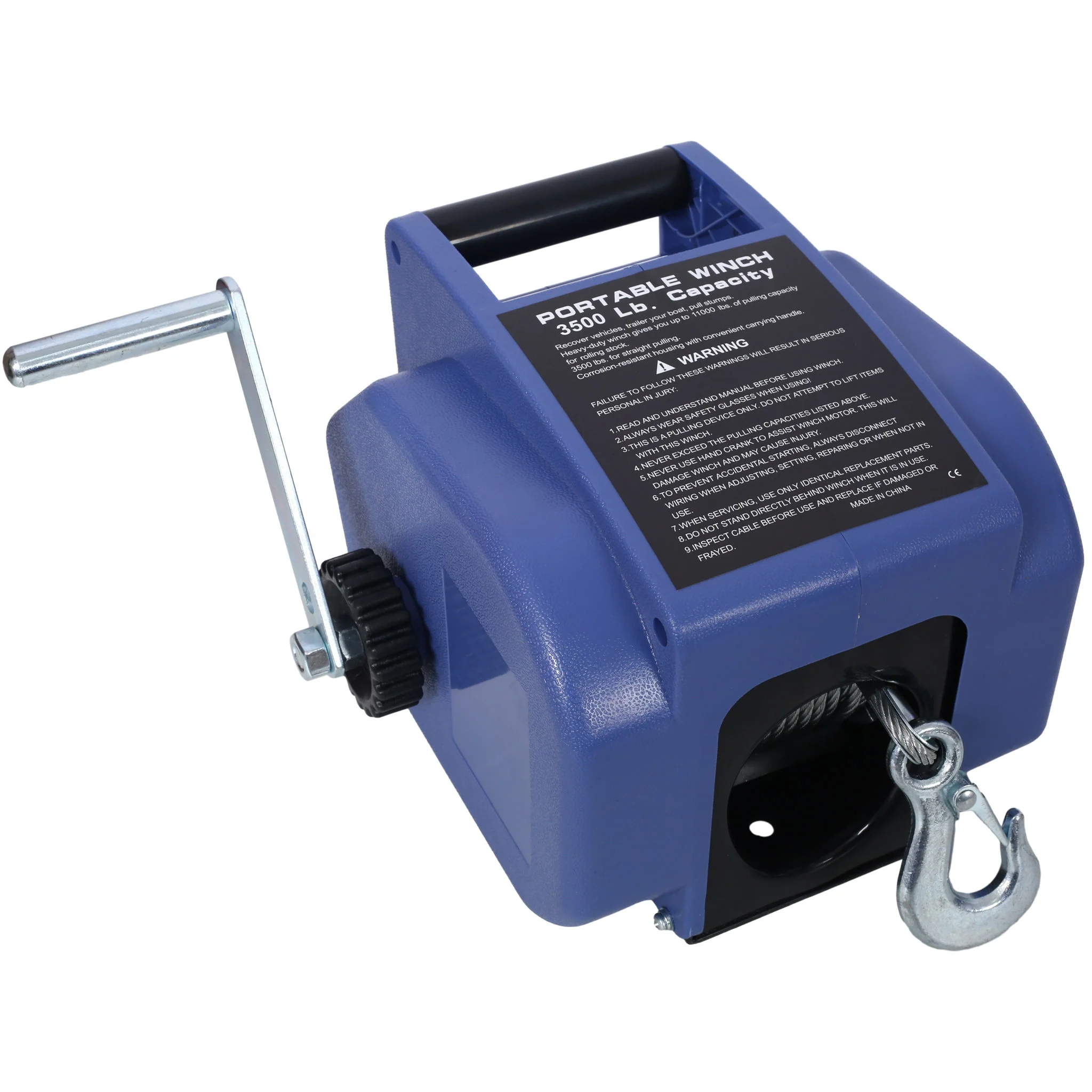 Reversible Electric 12V Trailer Winch For Boats Up To 6000 Lbs With Galvanized Wire Rope And Casing - Blue - Image 9