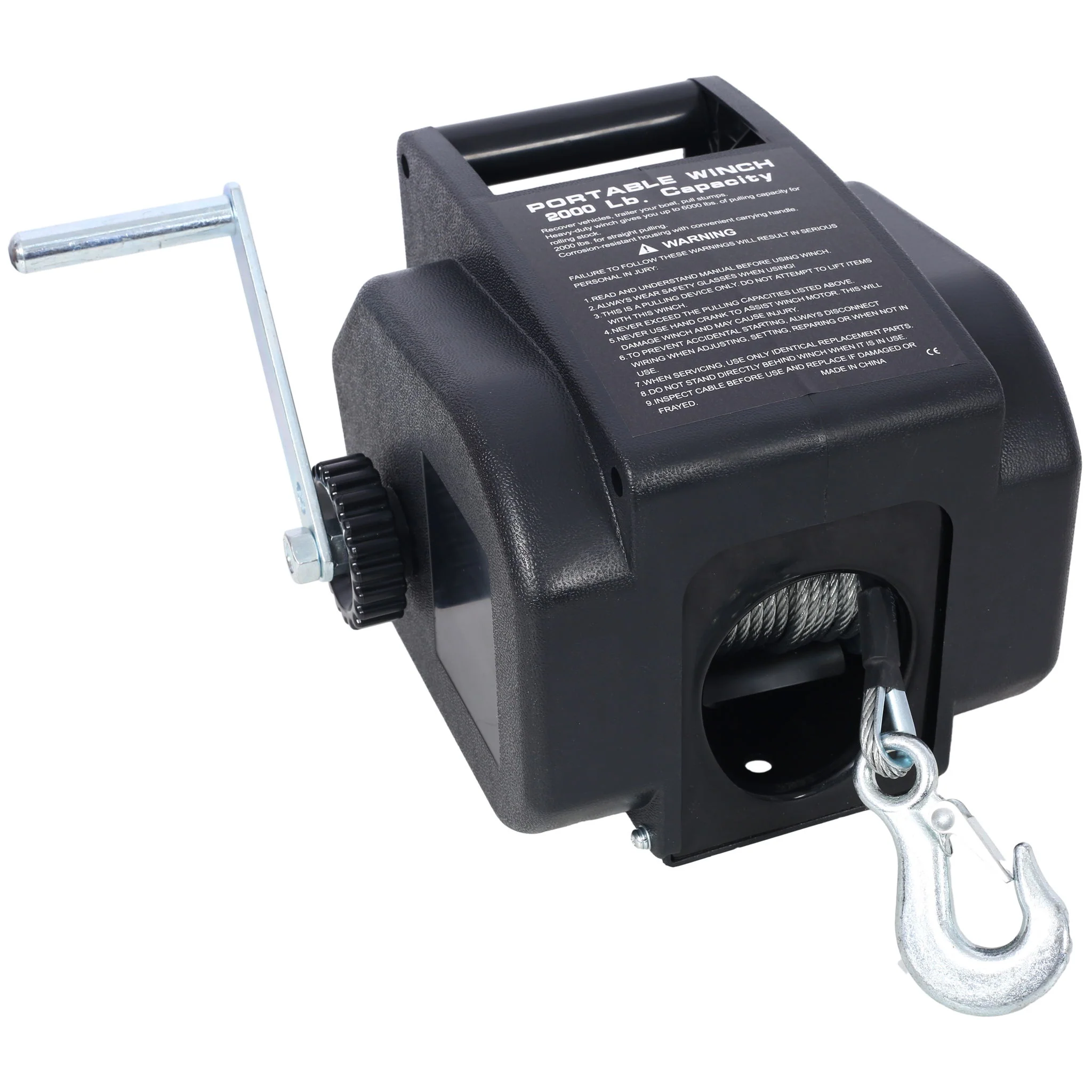Reversible Electric Trailer Winch For Boats Up To 5000 Lbs With Galvanized Wire Rope And Casing - Black - Image 3