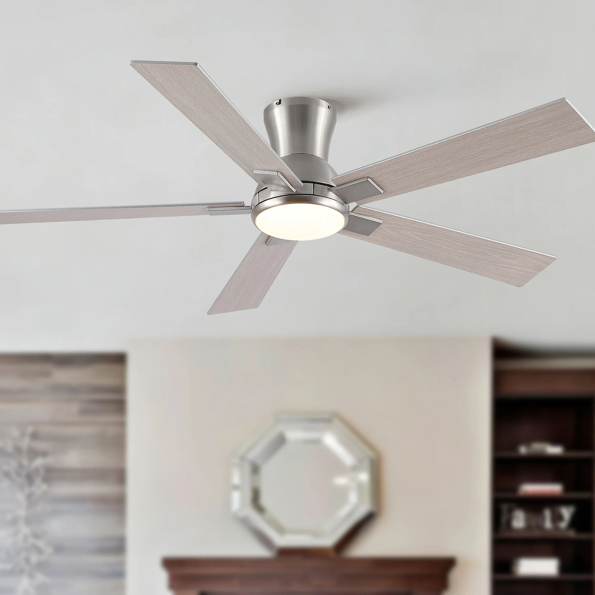 Low Profile Flush Mount Intergrated LED Ceiling Fan With Light And Reversible Quiet Motor - Image 13