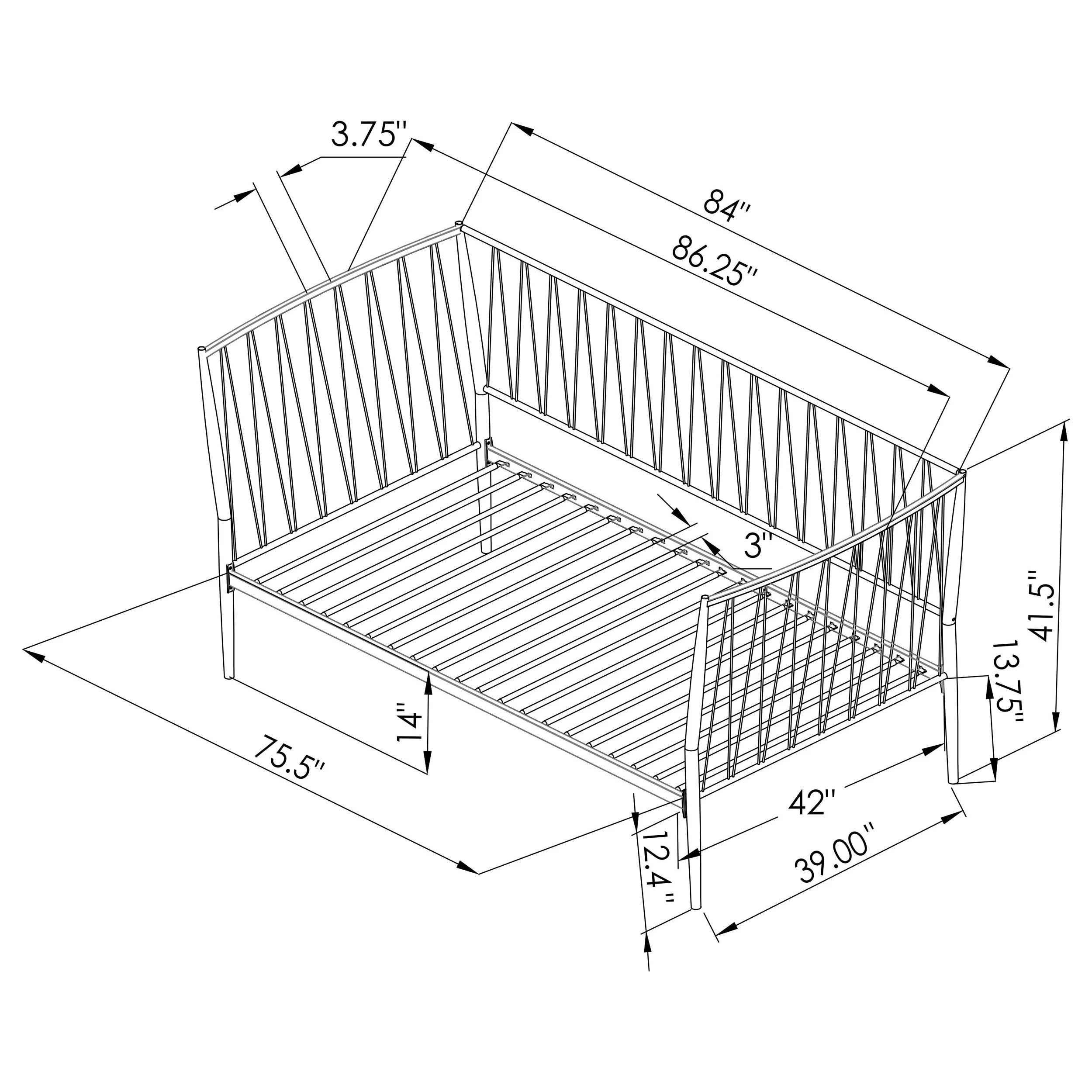 Richland Metal Twin Daybed, Matte Black - Image 7