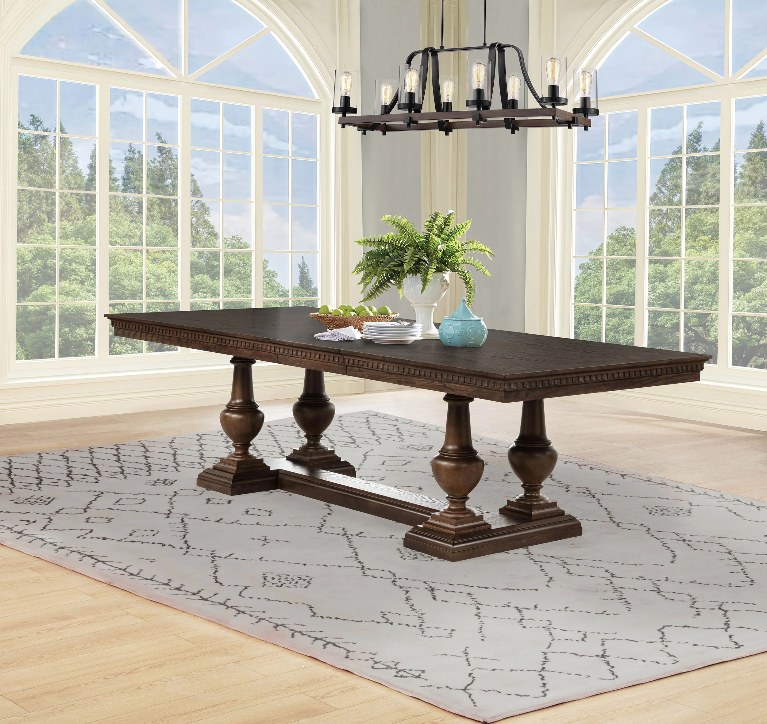 Ridgewell Rectangular Trestle Dining Table Dark Oak - Image 3