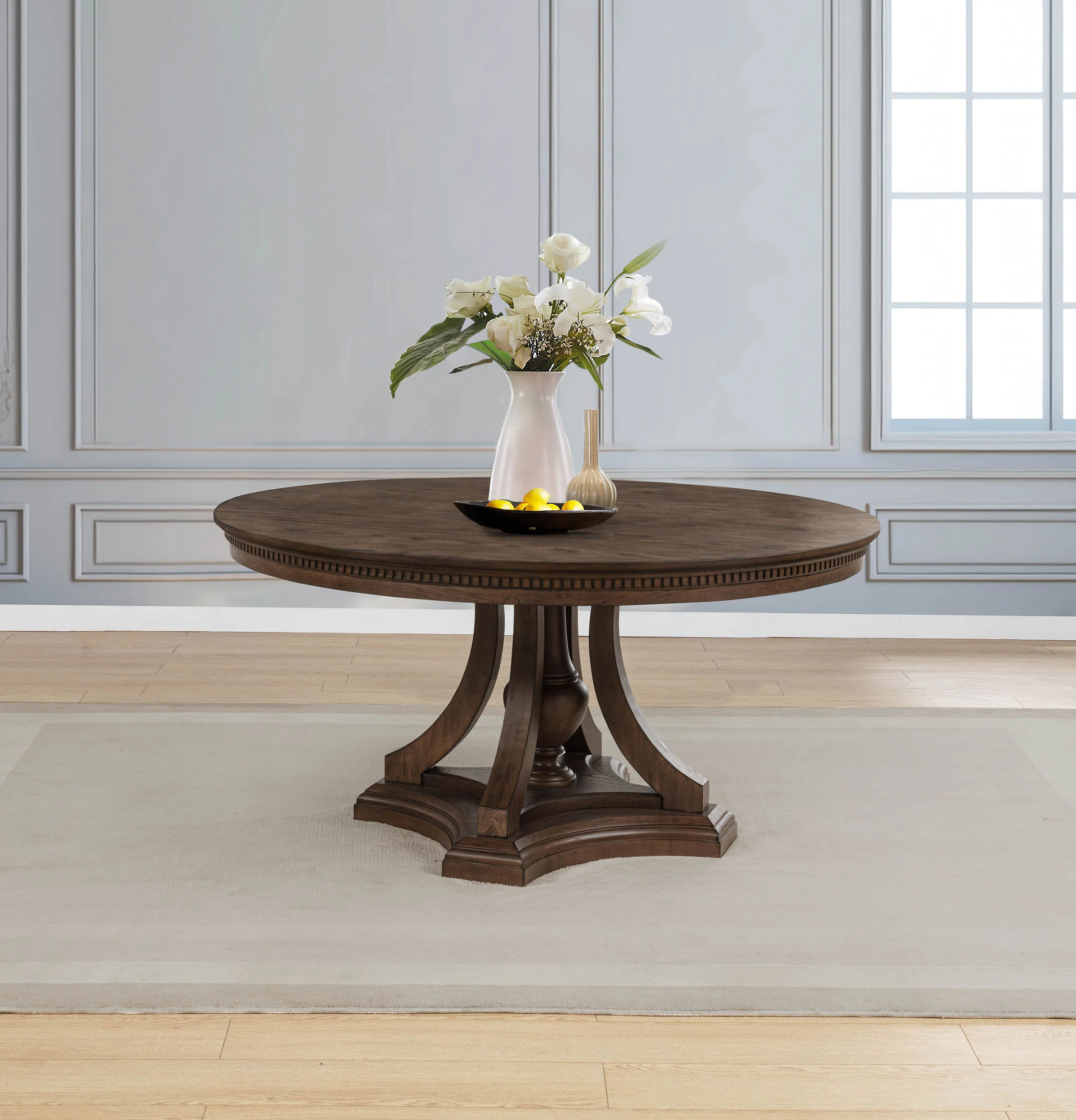 Ridgewell Round Pedestal Dining Table Dark Oak - Image 3