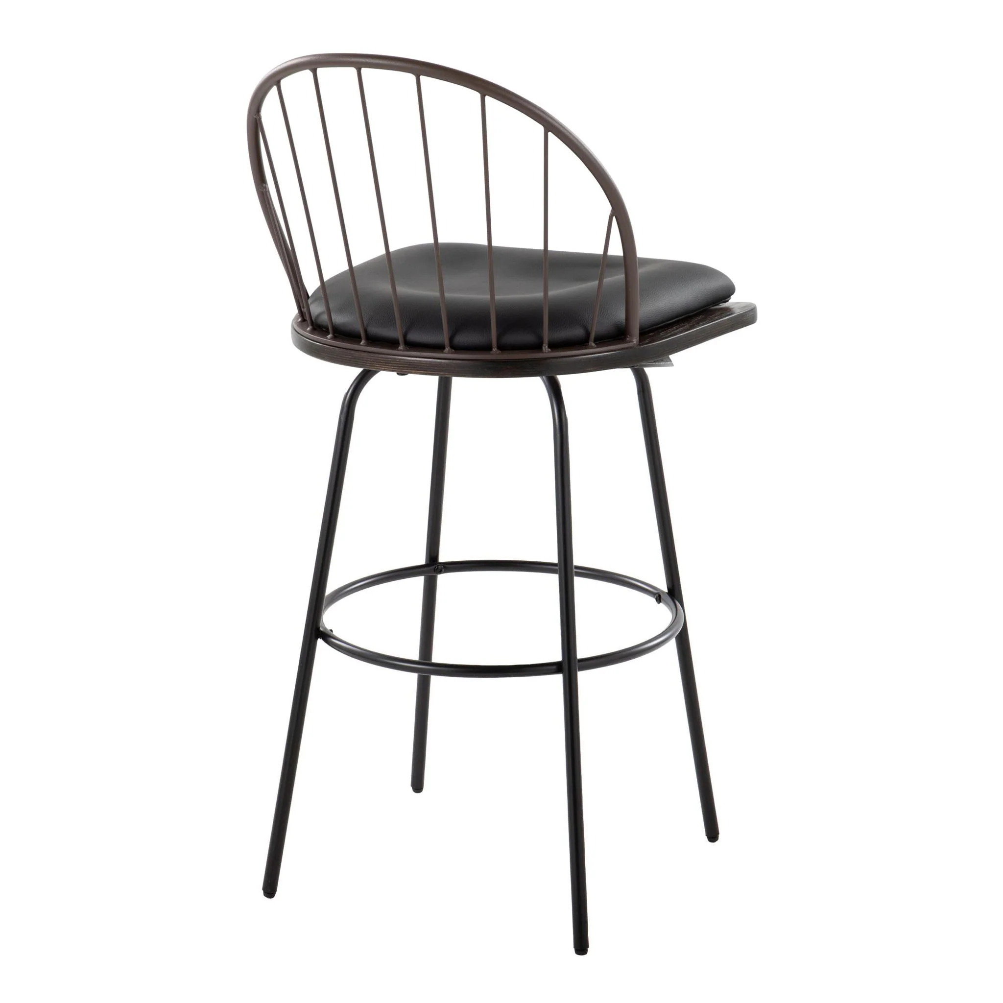 Riley - Claire Farmhouse Fixed Height Barstool With Swivel With Round Footrest (Set of 2) - Image 3